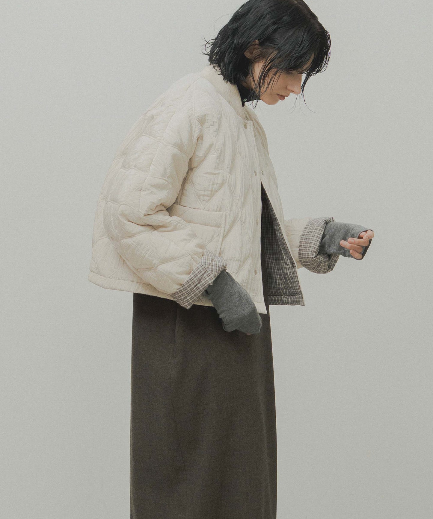 check pattern reversible jacket / WHT26FJK4067