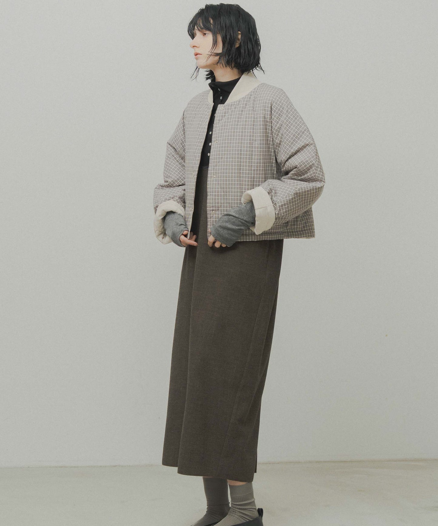 check pattern reversible jacket / WHT26FJK4067