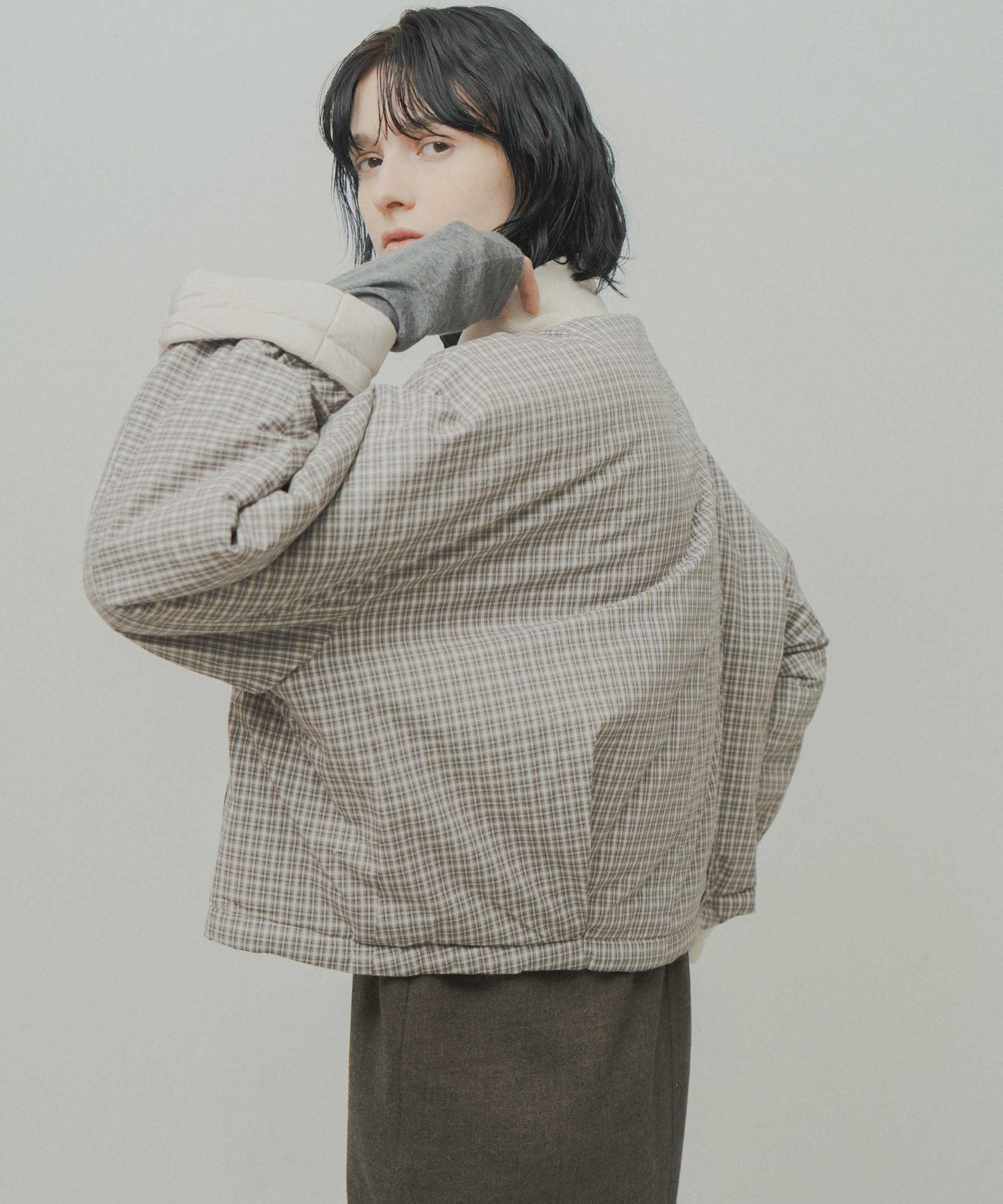 check pattern reversible jacket / WHT26FJK4067