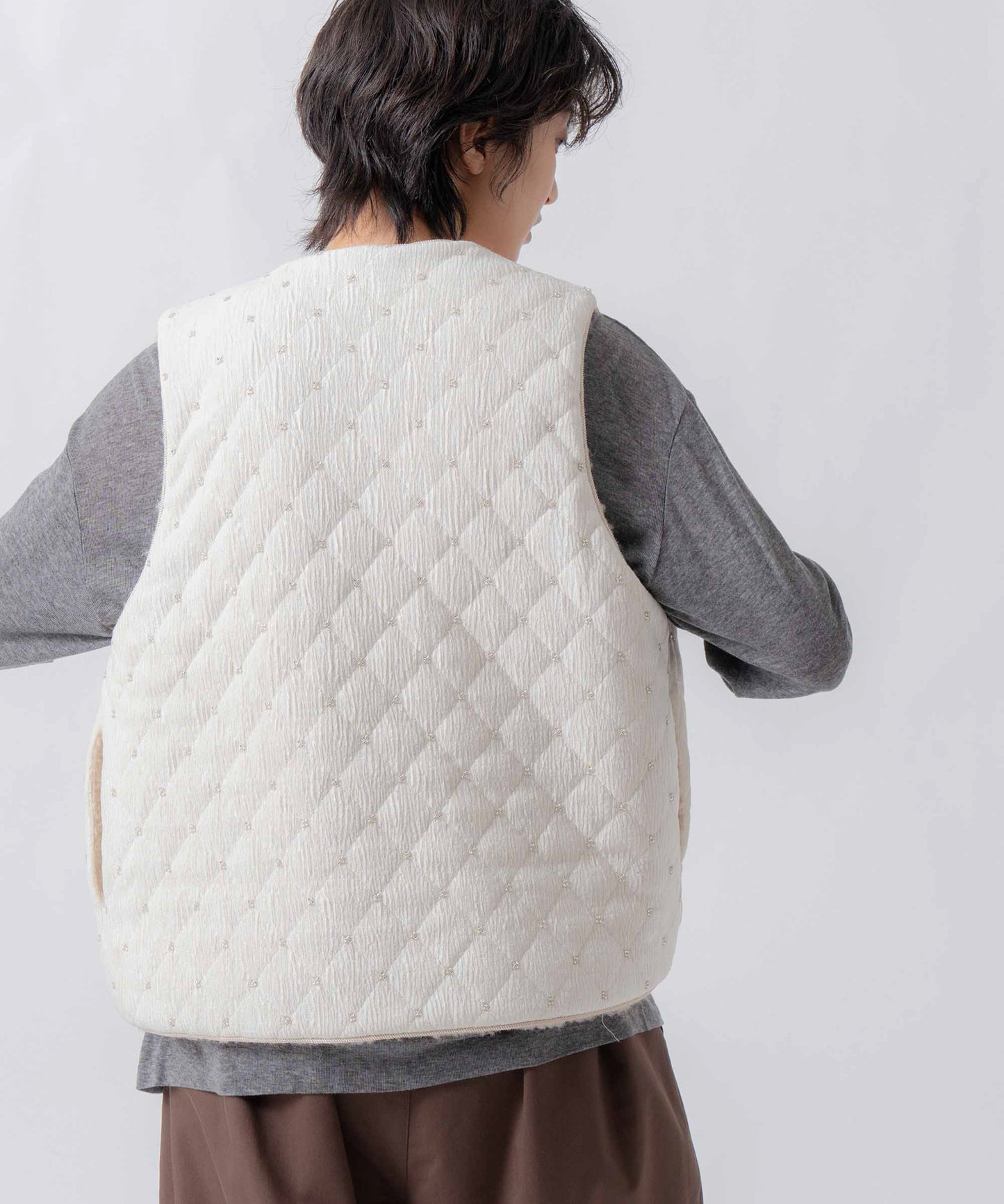beads quilting reversible vest / WHT26FJK4068