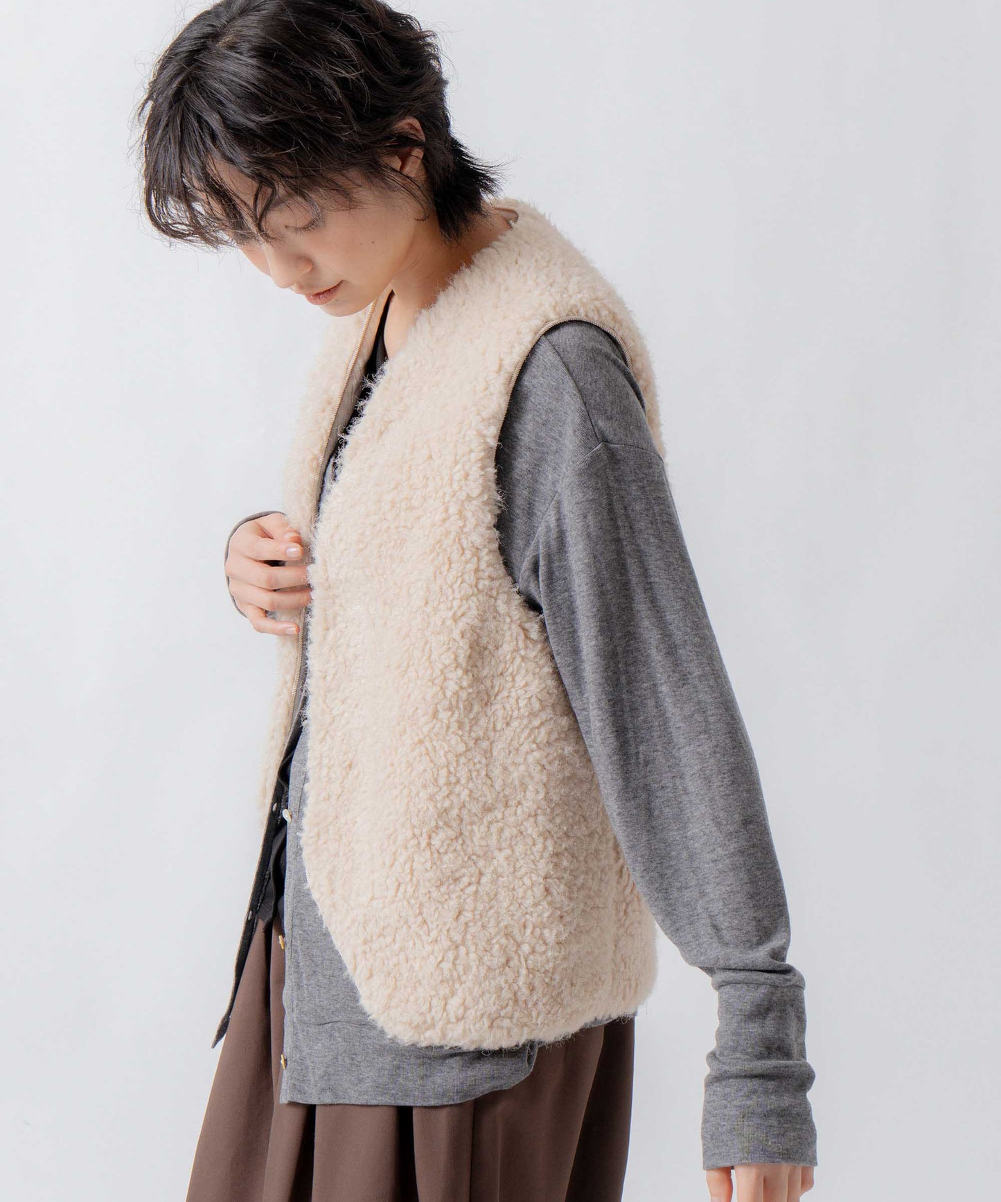 beads quilting reversible vest / WHT26FJK4068