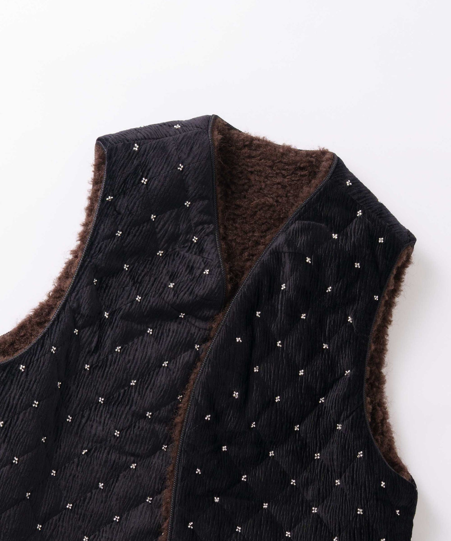 beads quilting reversible vest / WHT26FJK4068