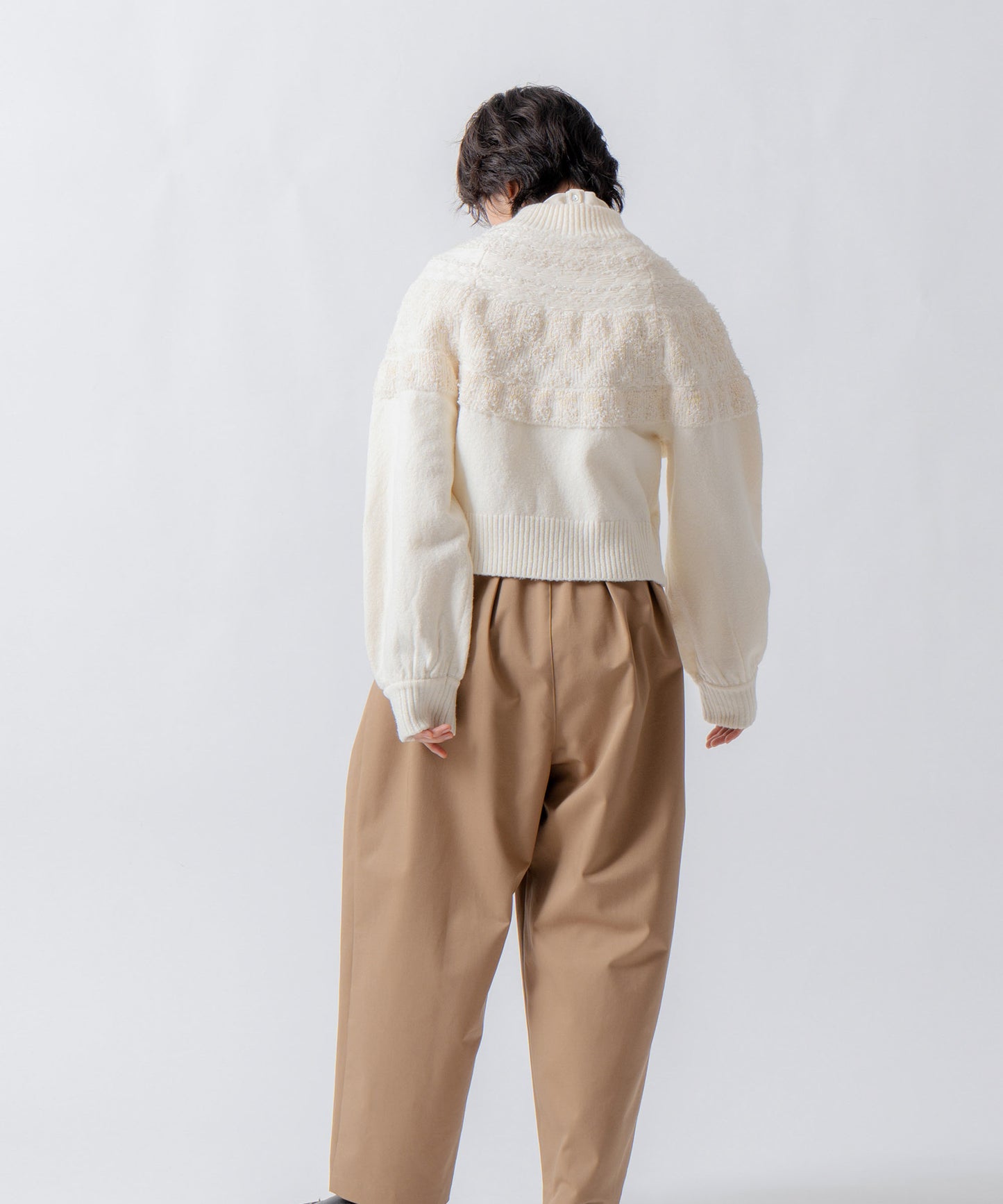 nordic pattern knit zip cardigan / WHT26FKN4040