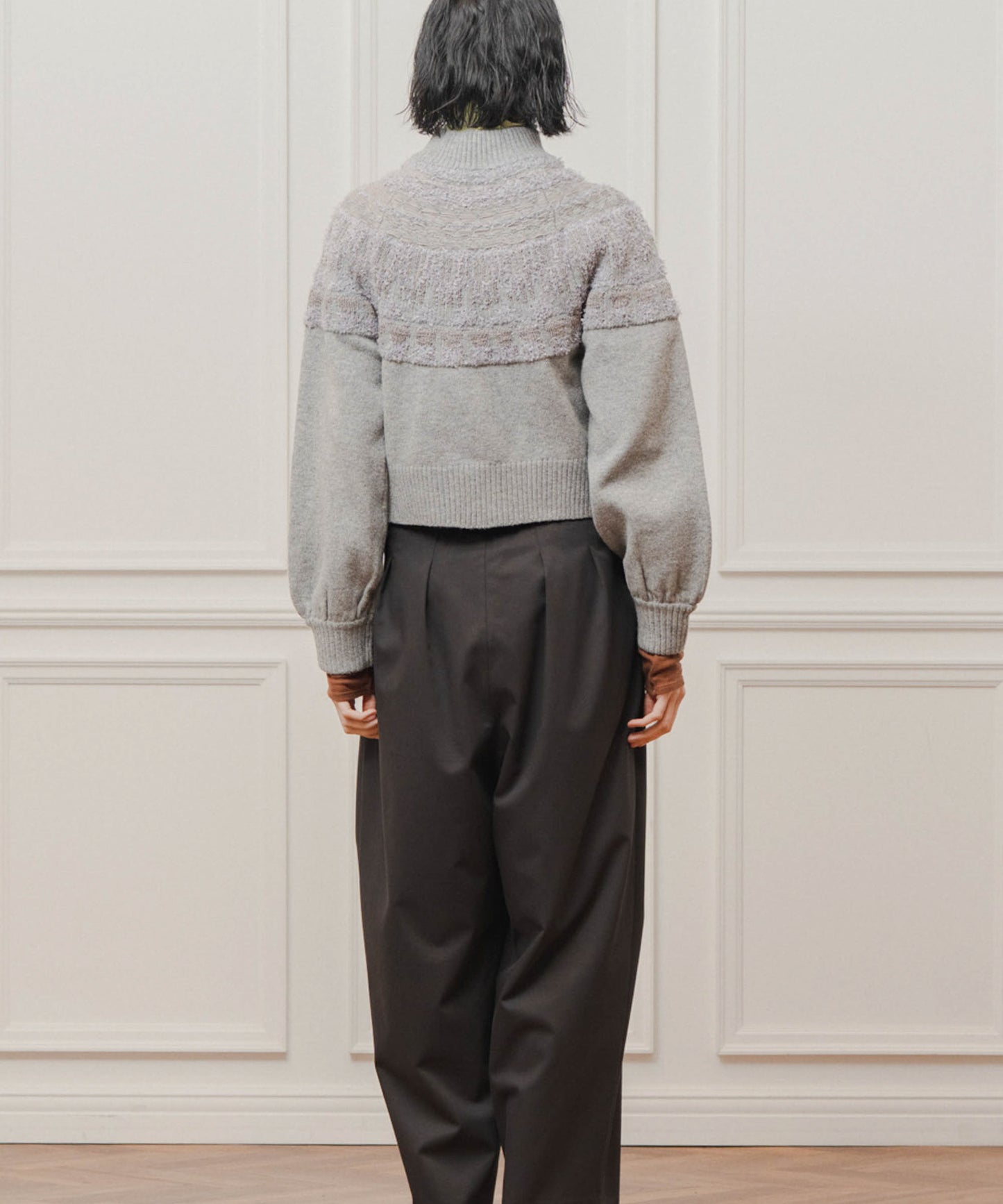 nordic pattern knit zip cardigan / WHT26FKN4040