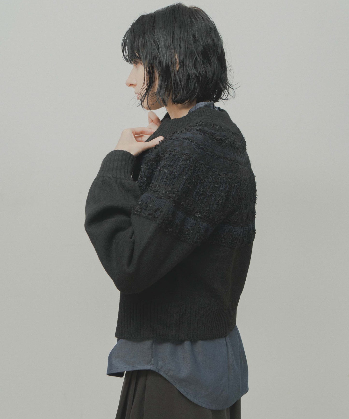 nordic pattern knit zip cardigan / WHT26FKN4040