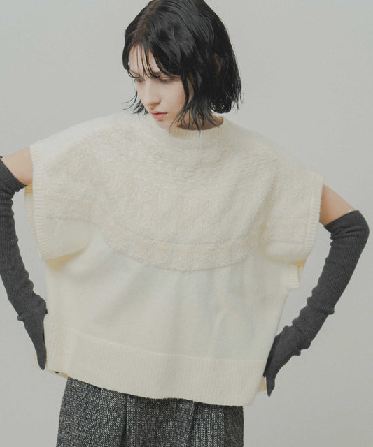 nordic pattern knit vest / WHT26FKN4041