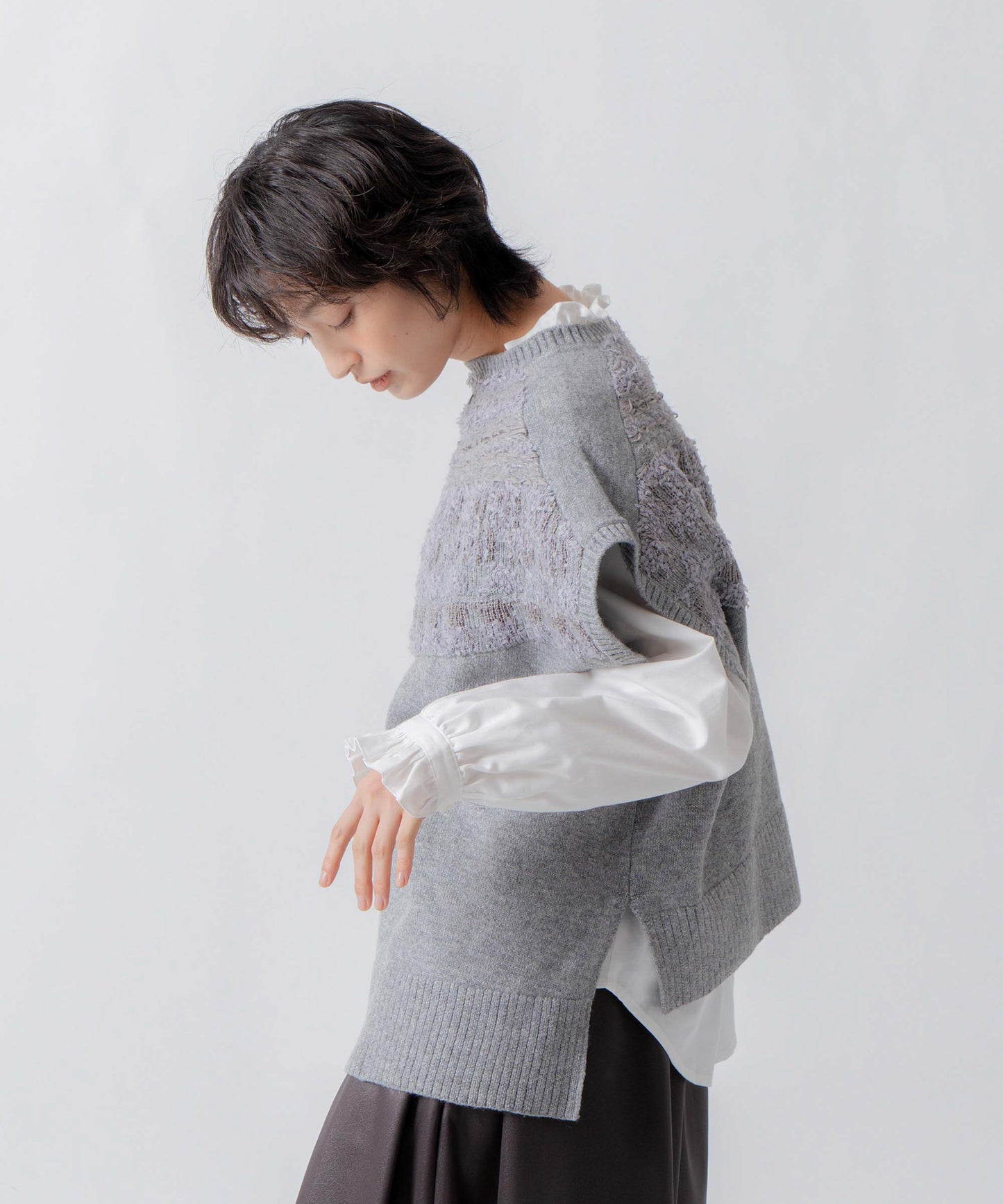 nordic pattern knit vest / WHT26FKN4041