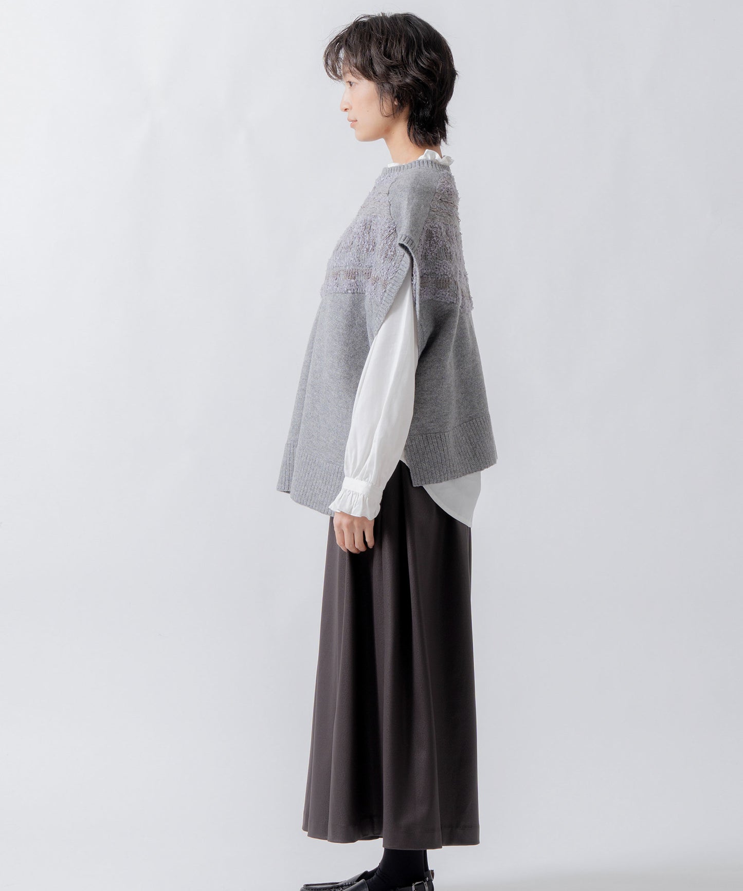 nordic pattern knit vest / WHT26FKN4041