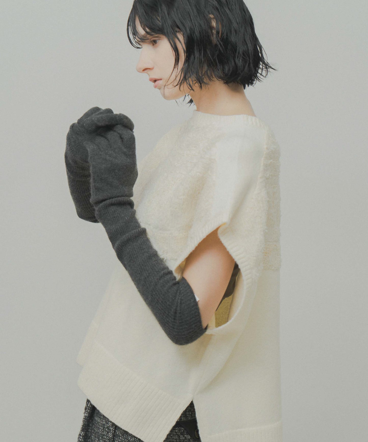 nordic pattern knit vest / WHT26FKN4041