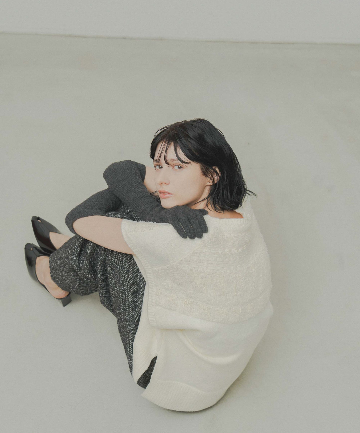 nordic pattern knit vest / WHT26FKN4041