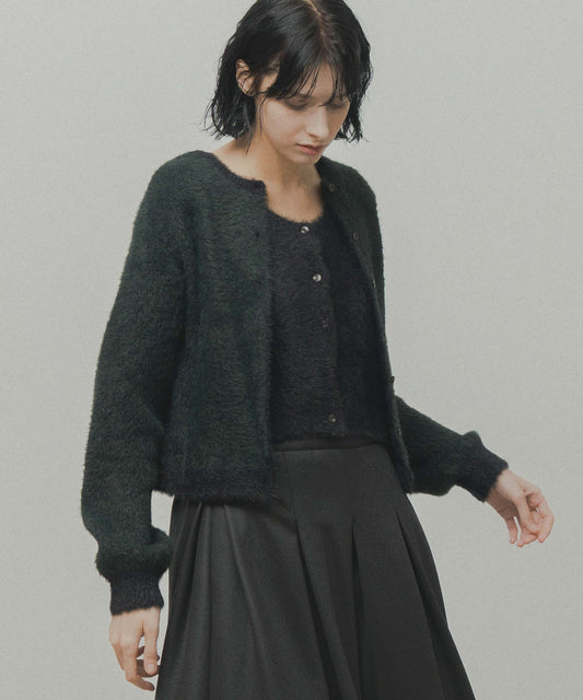 mix fur cardigan / WHT26FKN4042