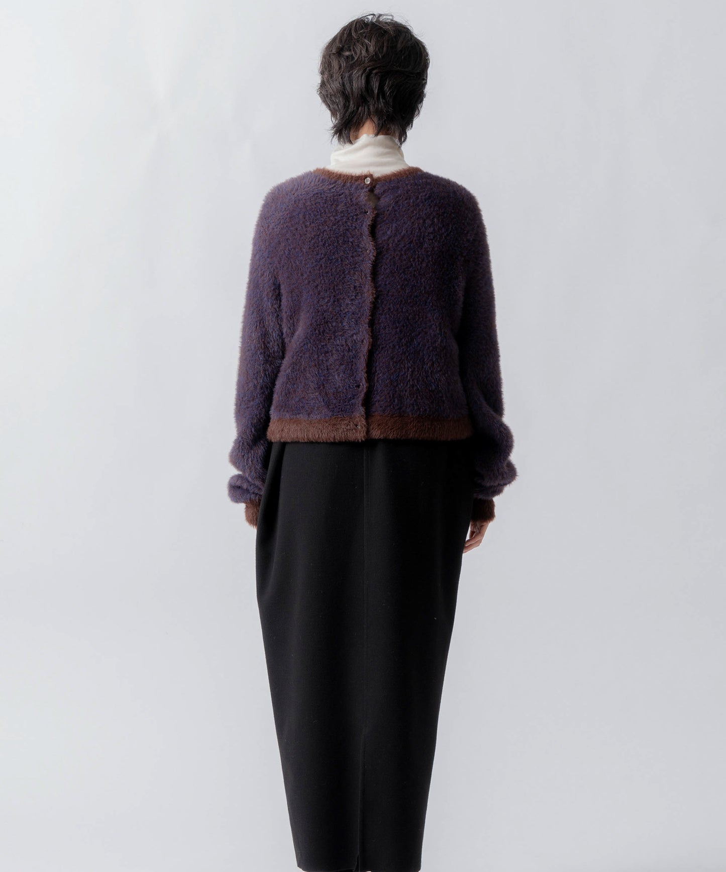 mix fur cardigan / WHT26FKN4042