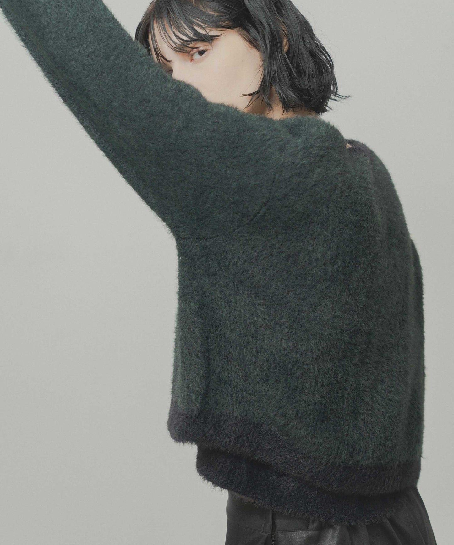 mix fur cardigan / WHT26FKN4042