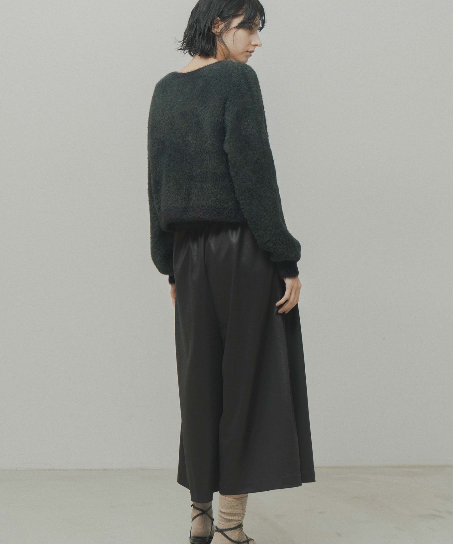 mix fur cardigan / WHT26FKN4042