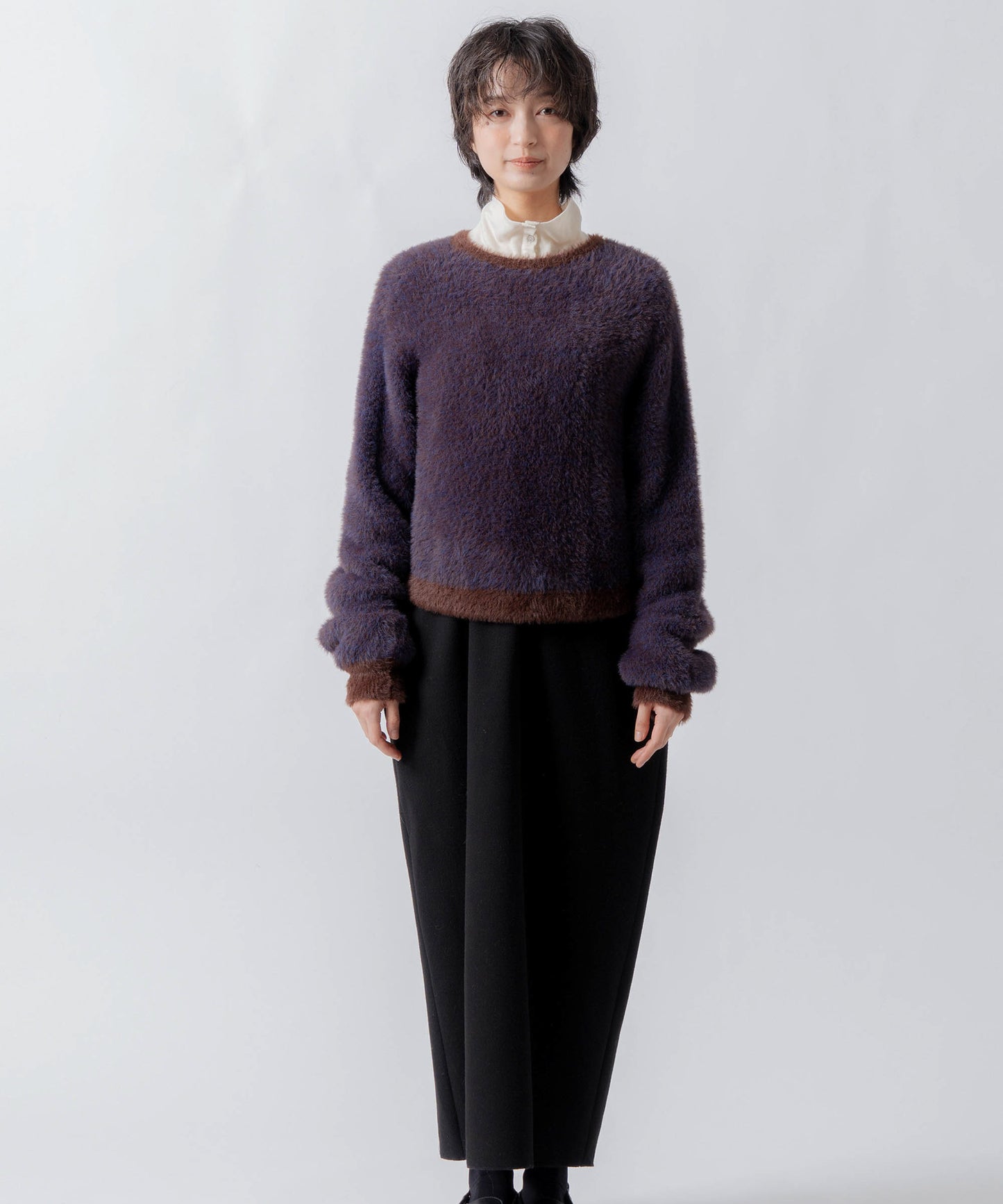 mix fur cardigan / WHT26FKN4042