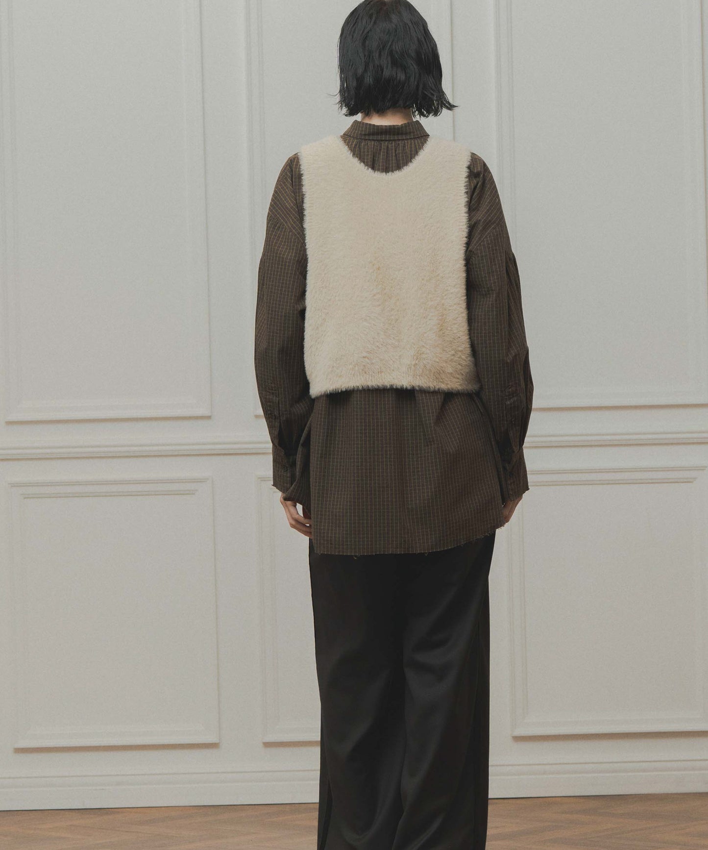 mix fur vest / WHT26FKN4043