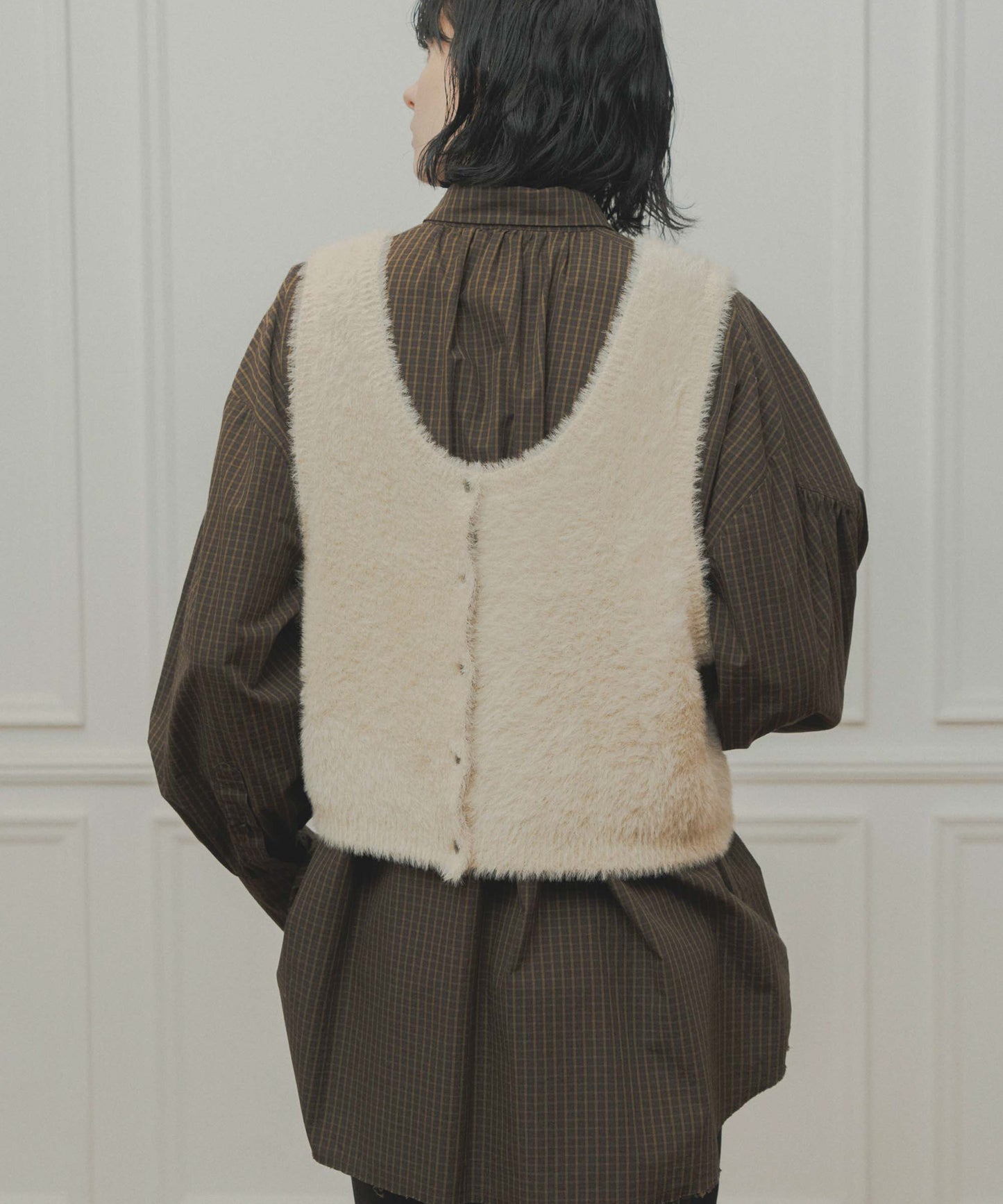 mix fur vest / WHT26FKN4043