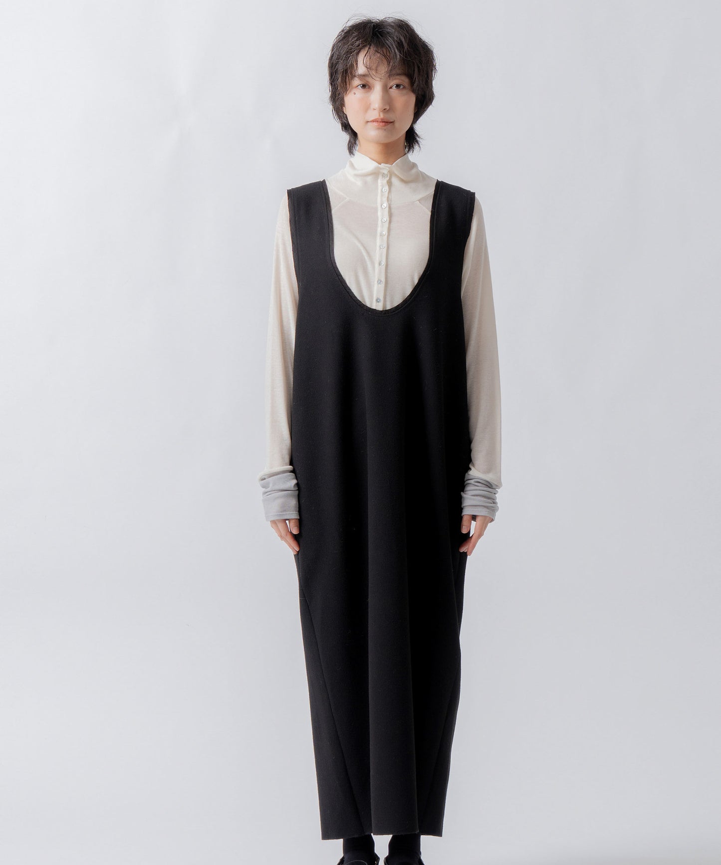 u neck cocoon dress / WHT26FOP4080