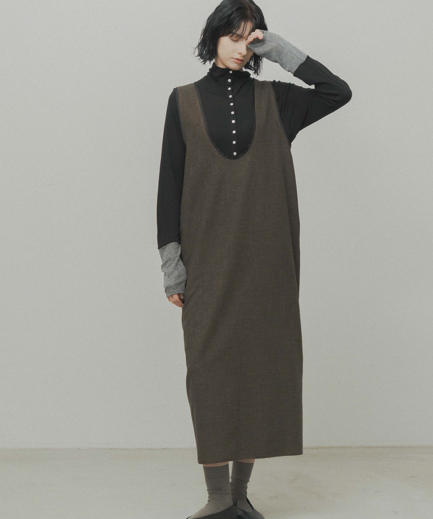 u neck cocoon dress / WHT26FOP4080