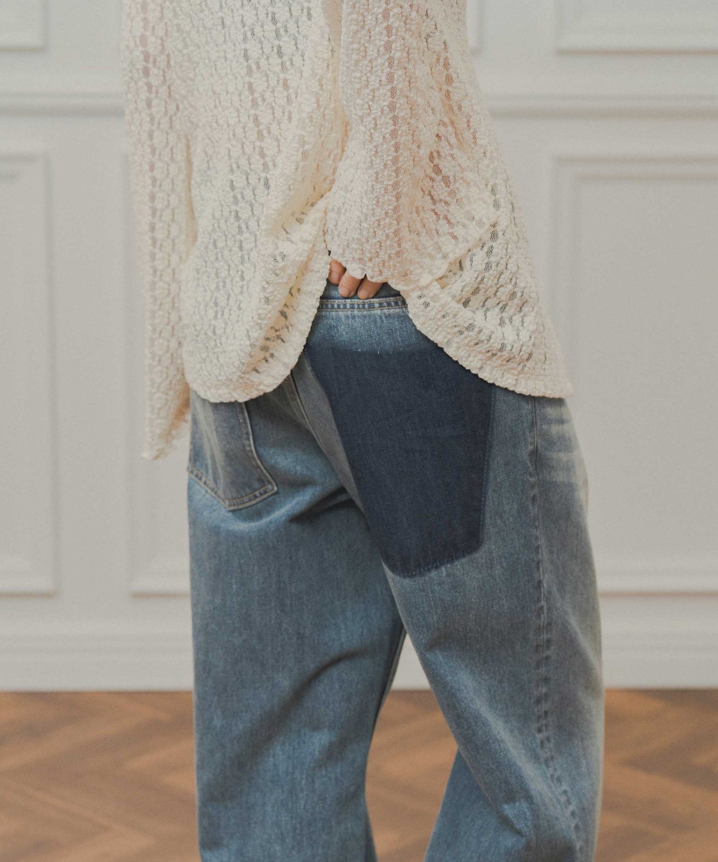 tuck design denim / WHT26FPT4075