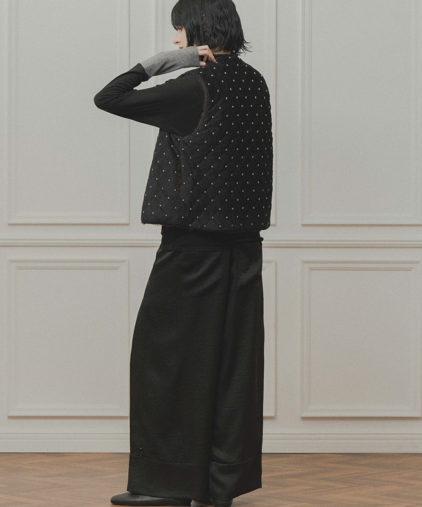 satin wide pants / WHT26FPT4077