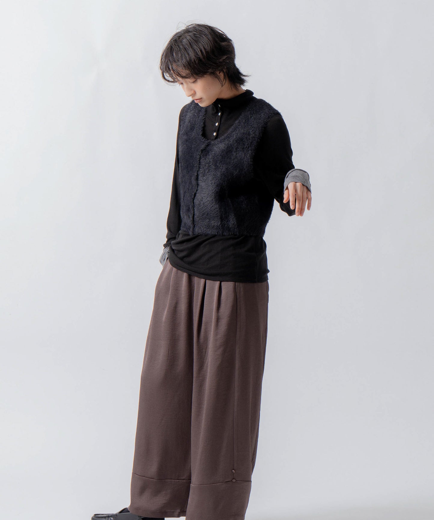 satin wide pants / WHT26FPT4077
