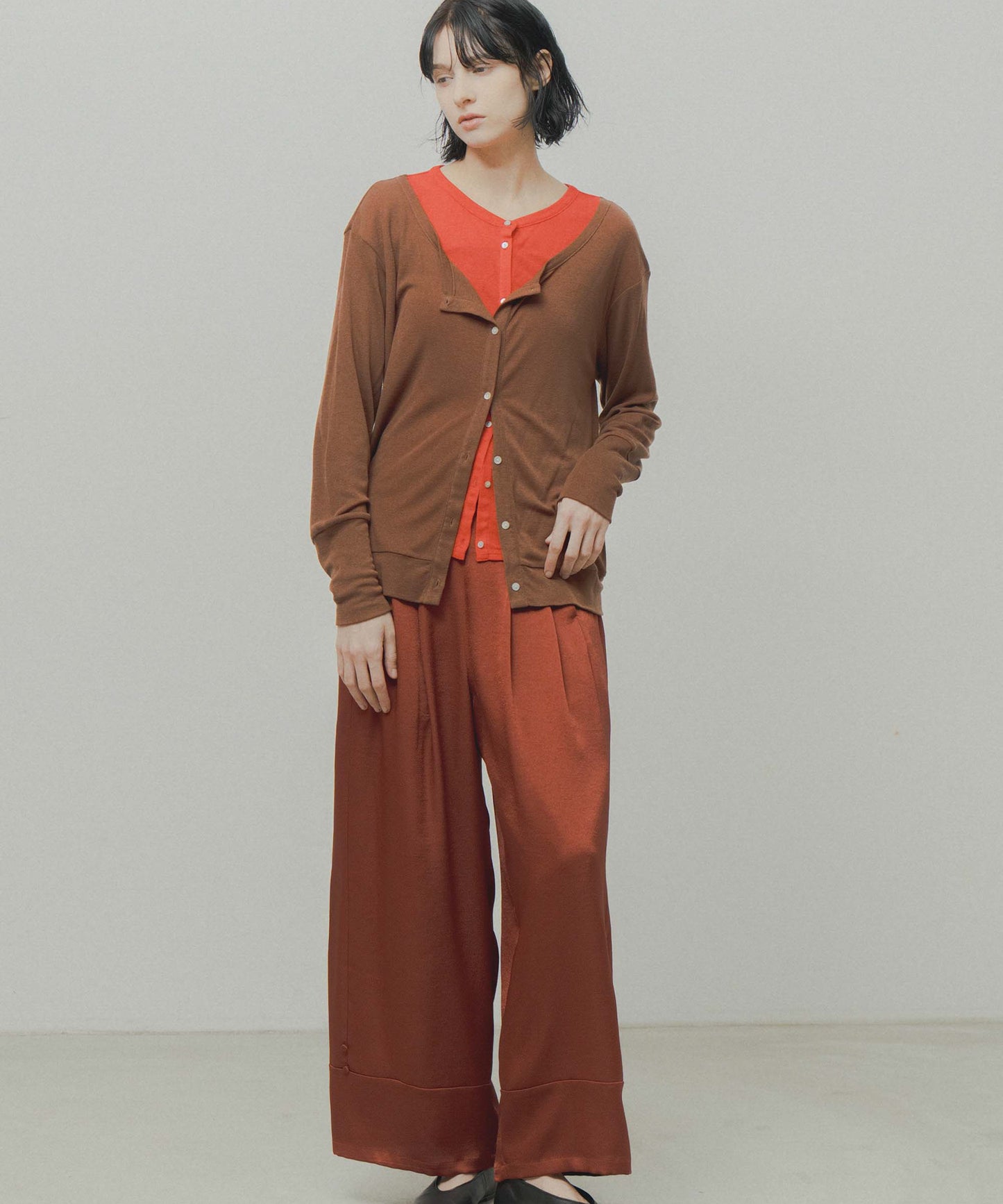 satin wide pants / WHT26FPT4077