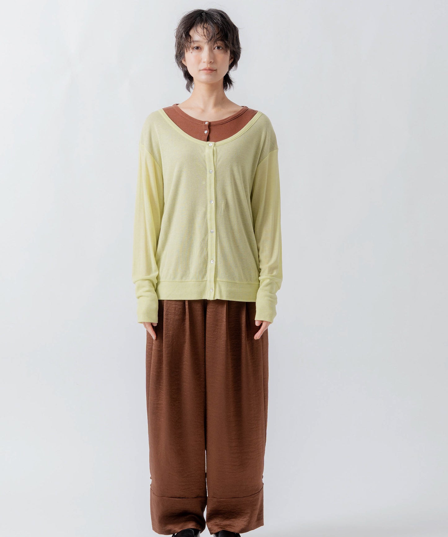 satin wide pants / WHT26FPT4077