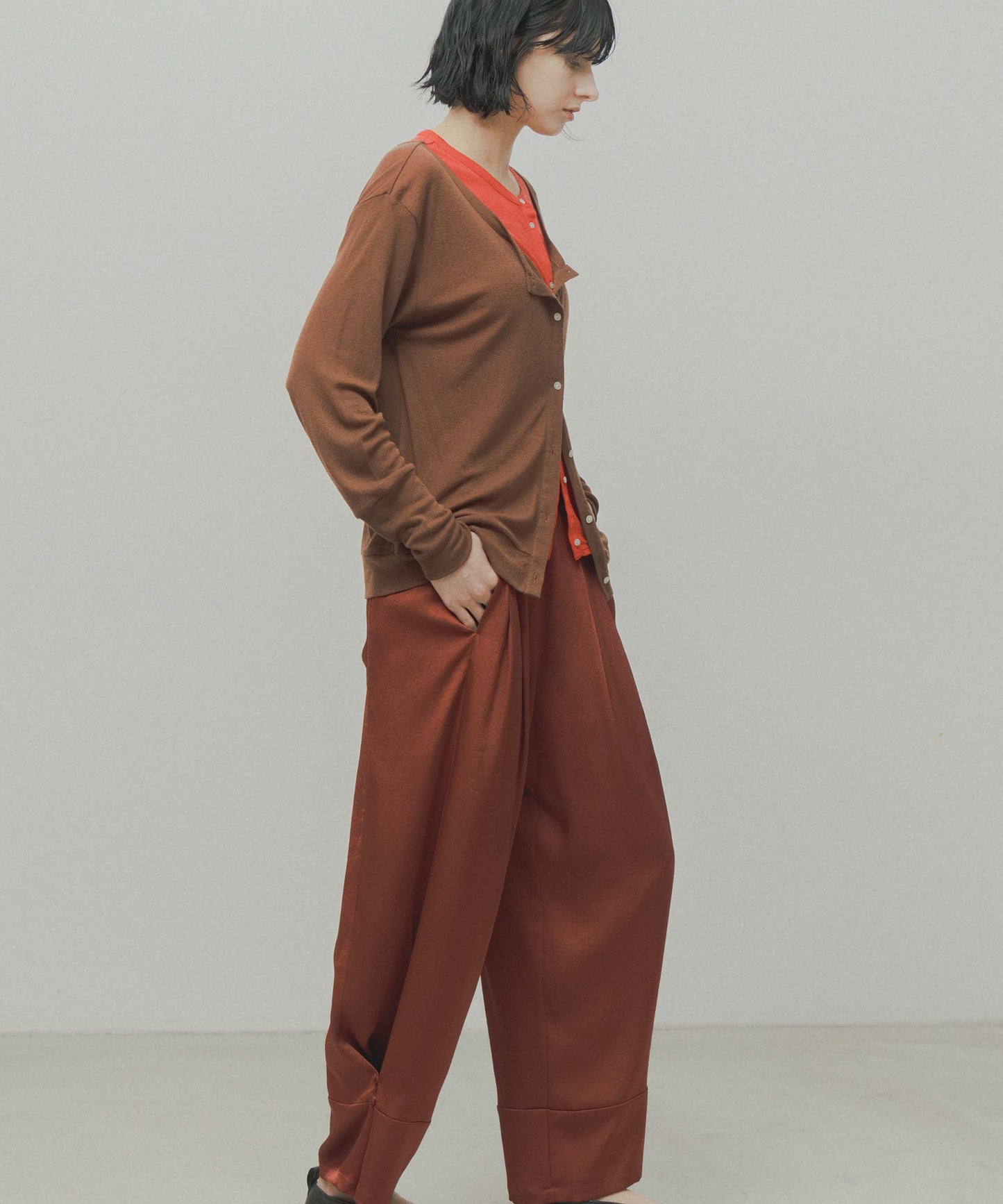 satin wide pants / WHT26FPT4077