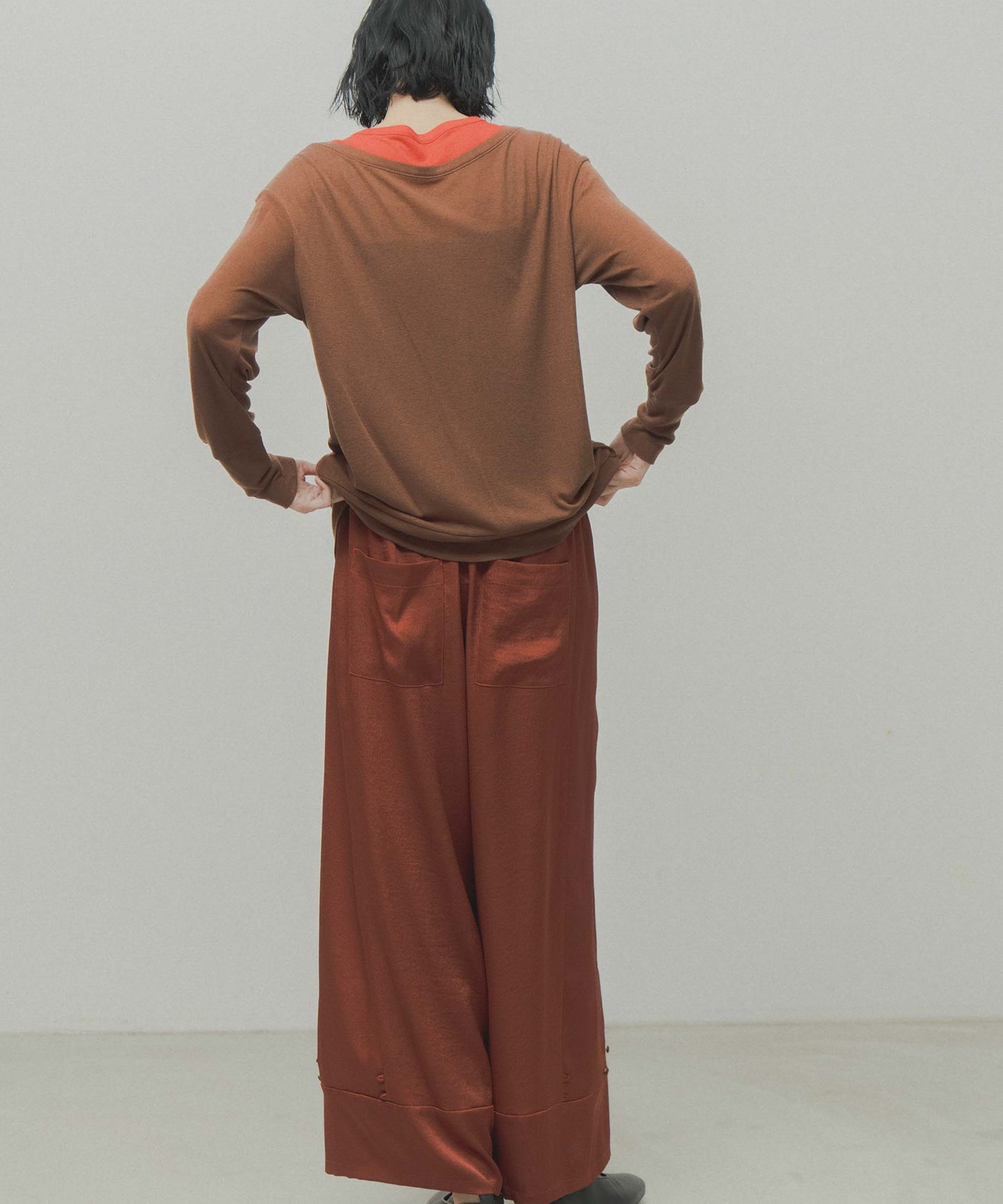satin wide pants / WHT26FPT4077
