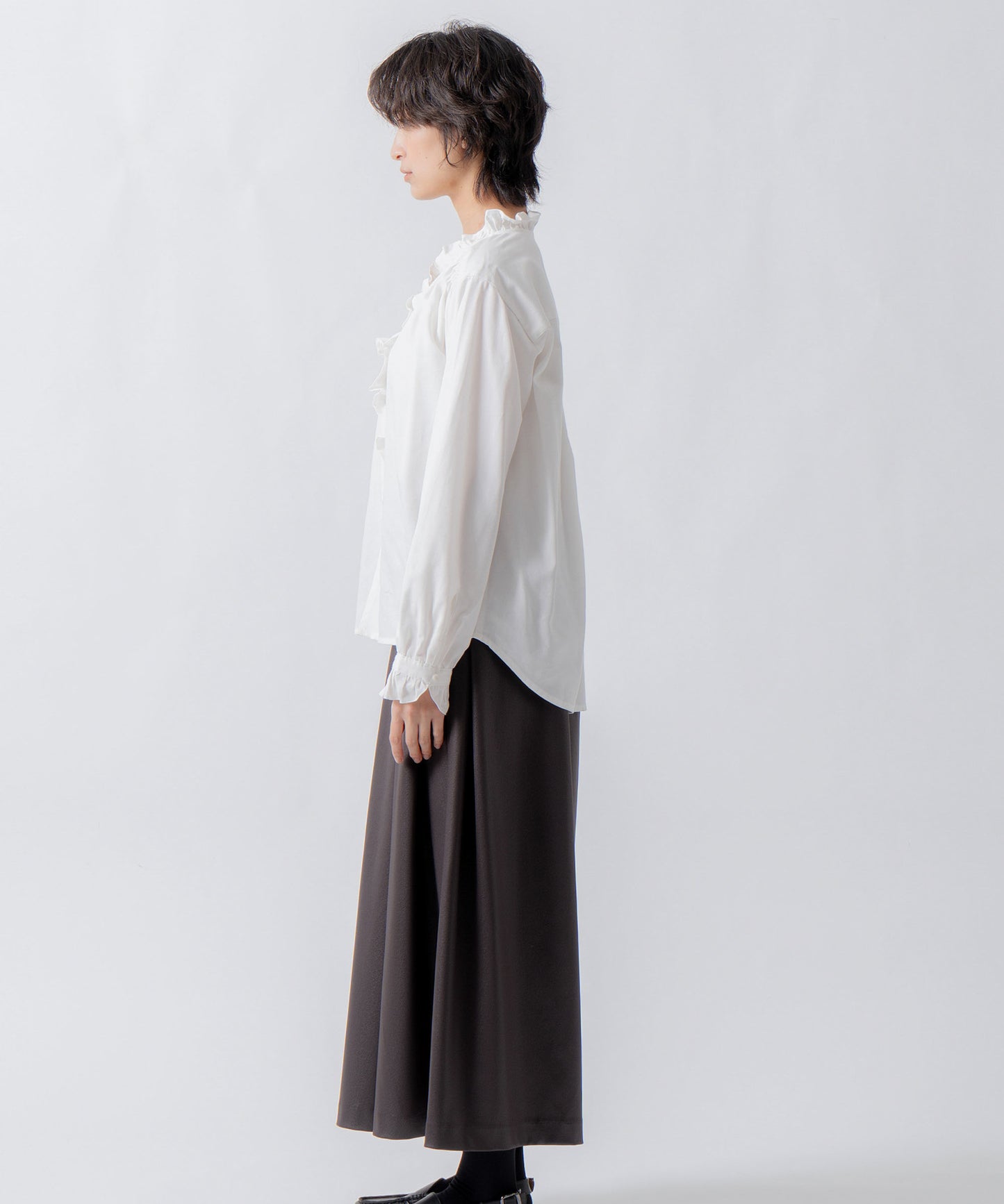 leather like pleats pants / WHT26FPT4078