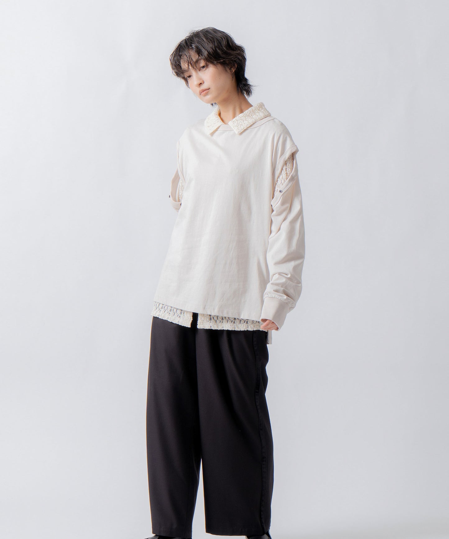 side velour line pants / WHT26FPT4079