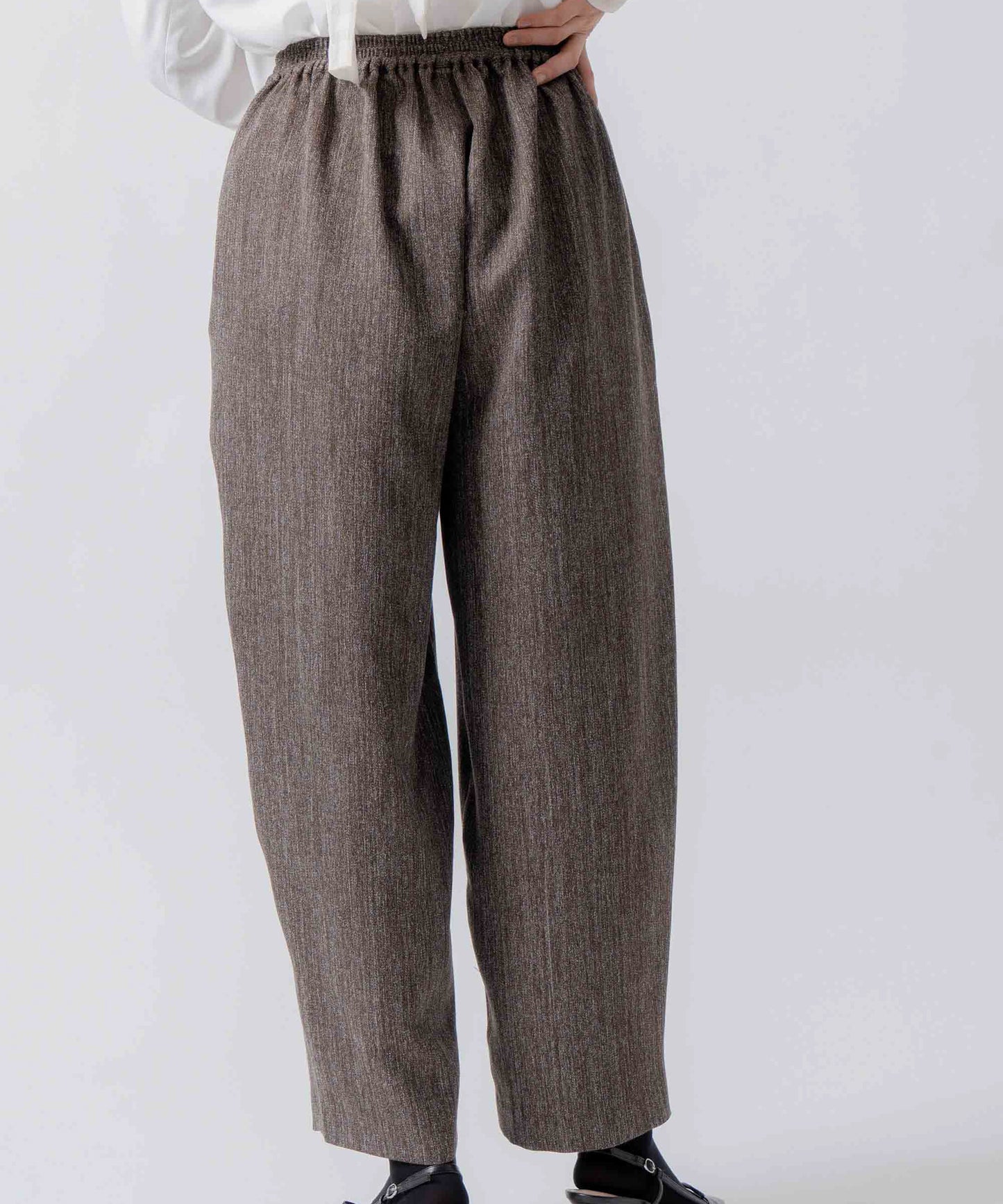 tweed satin tapered pants / WHT26FPT4080