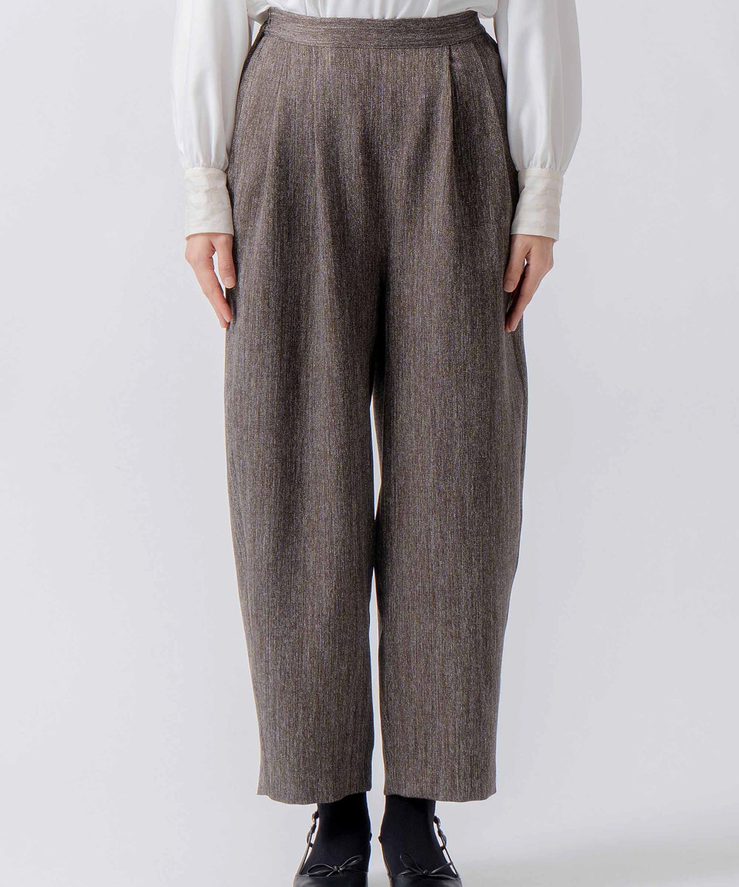 tweed satin tapered pants / WHT26FPT4080