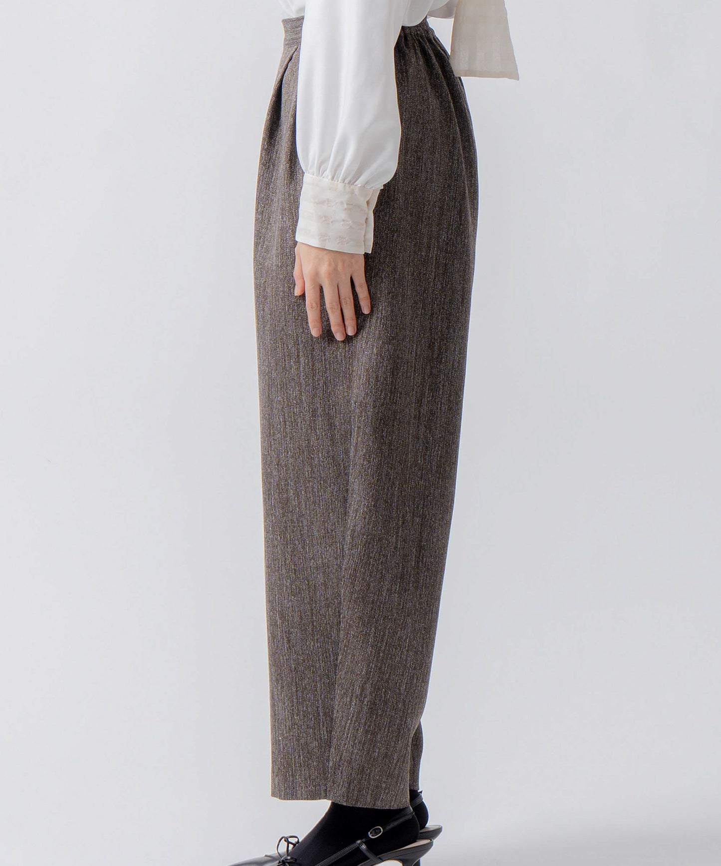 tweed satin tapered pants / WHT26FPT4080