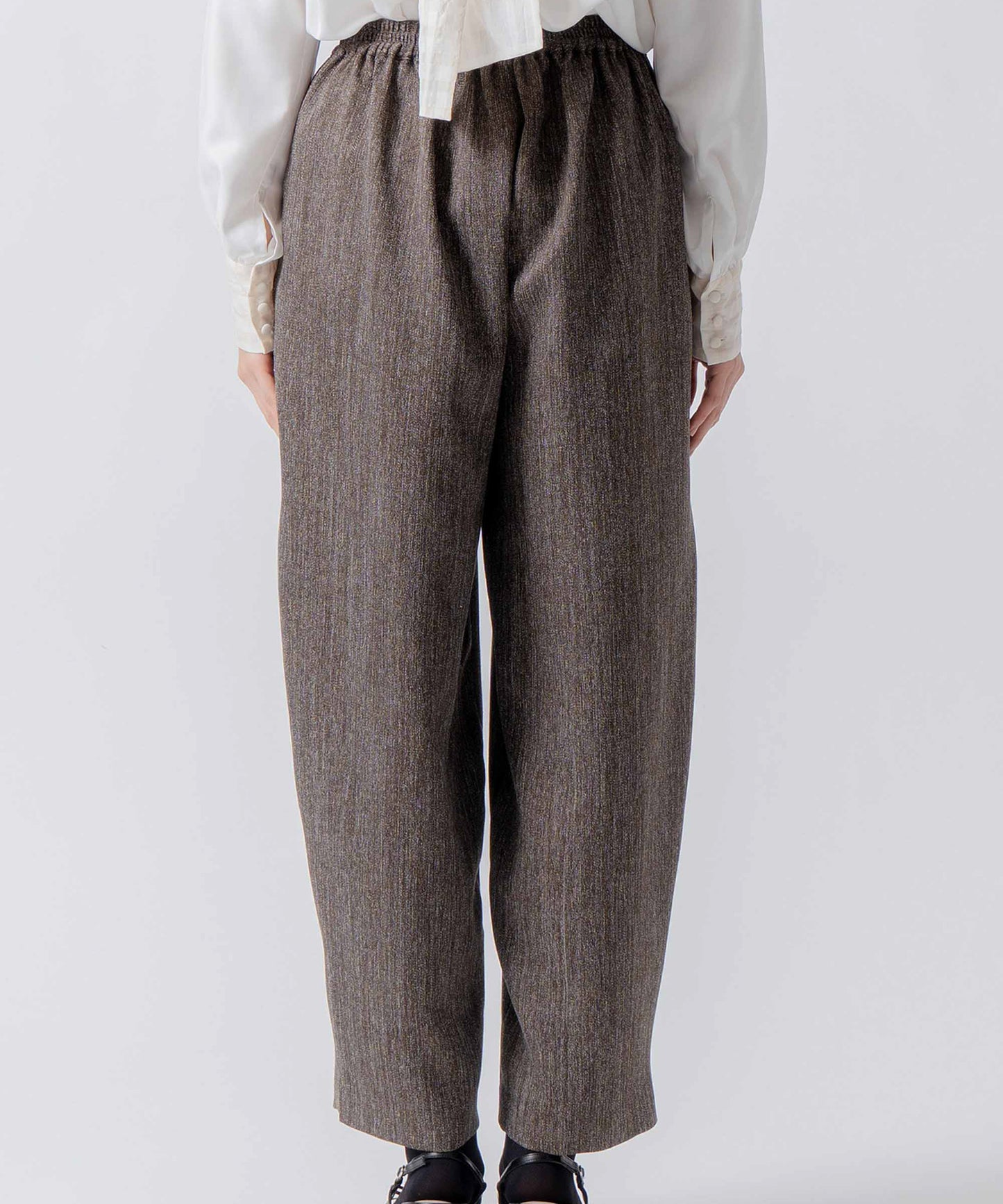 tweed satin tapered pants / WHT26FPT4080
