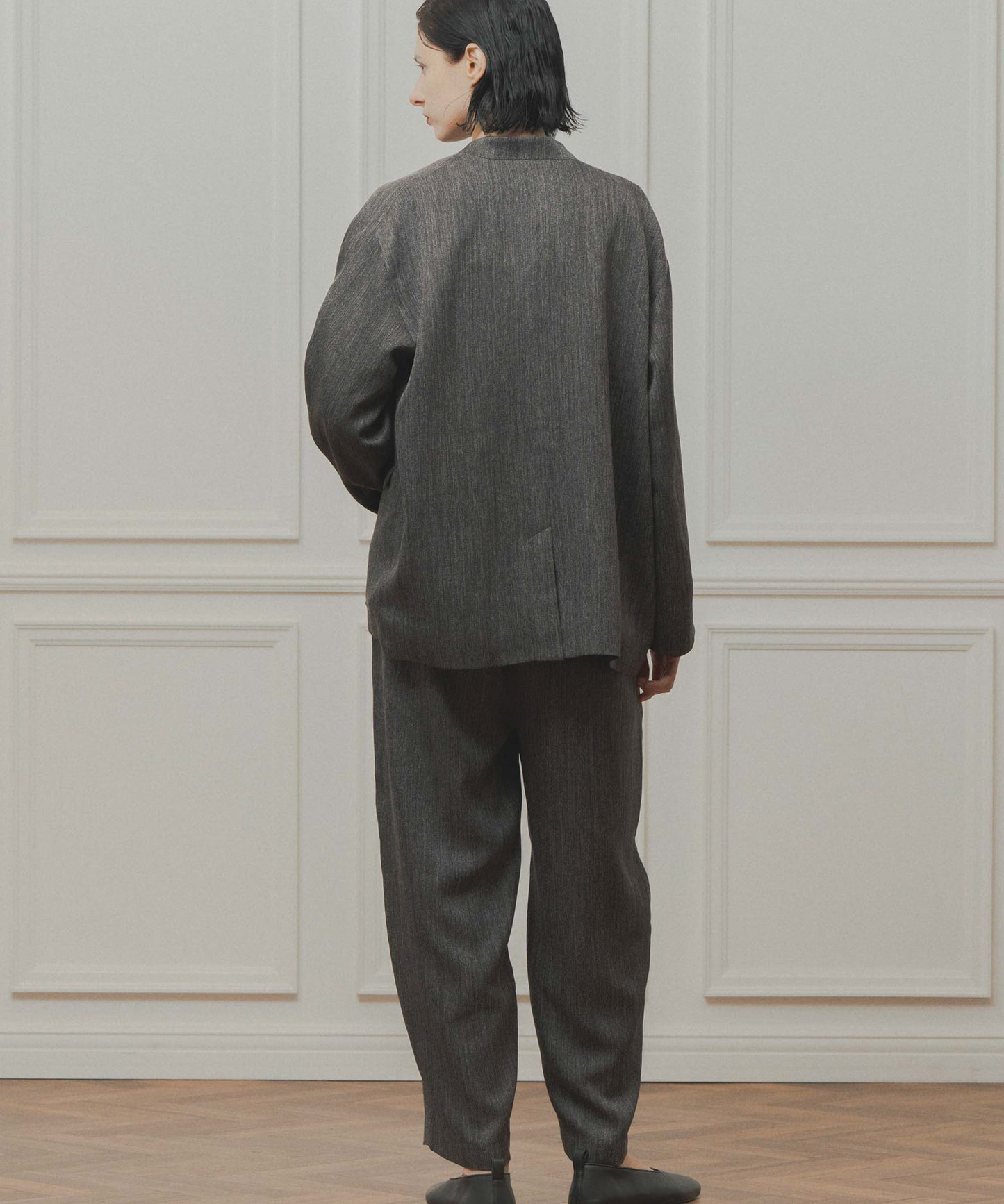 tweed satin tapered pants / WHT26FPT4080