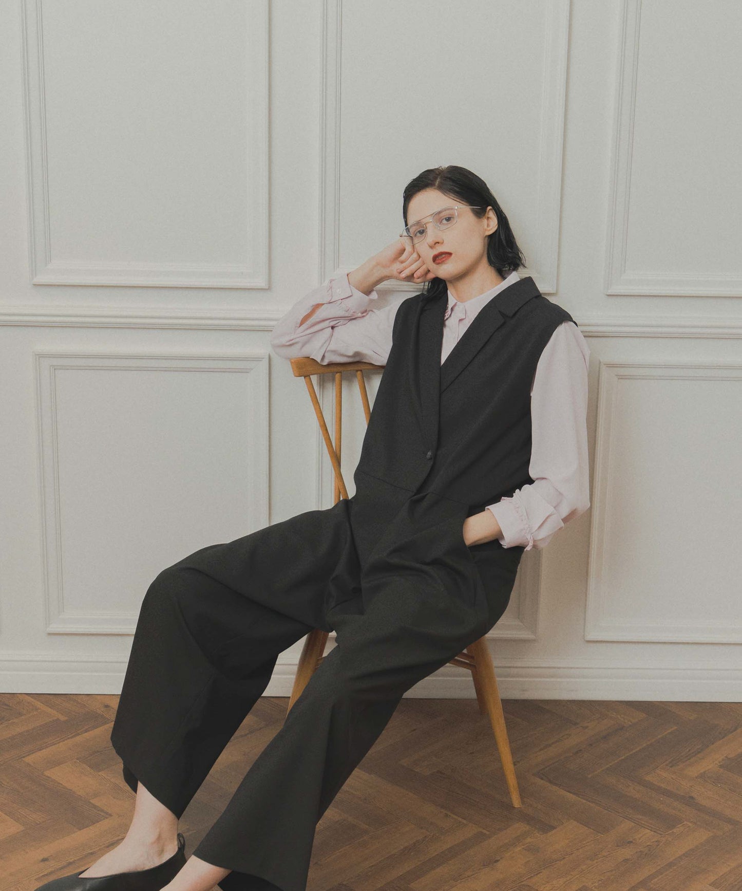tailored collar jumpsuit / WHT26FPT4081