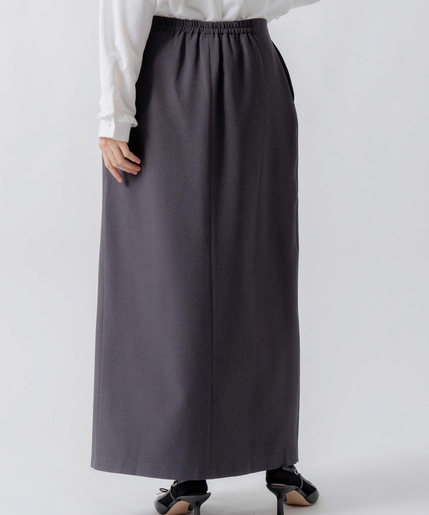 asymmetry tuck skirt / WHT26FSK4033
