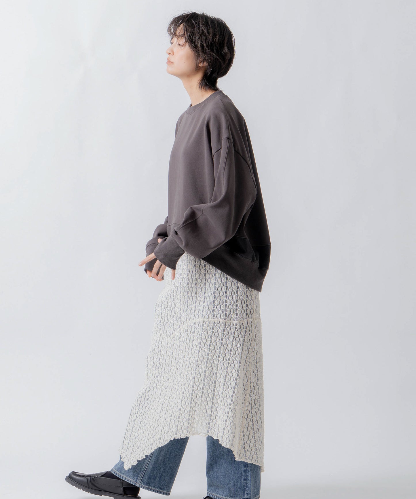 lace asymmetry skirt / WHT26FSK4035