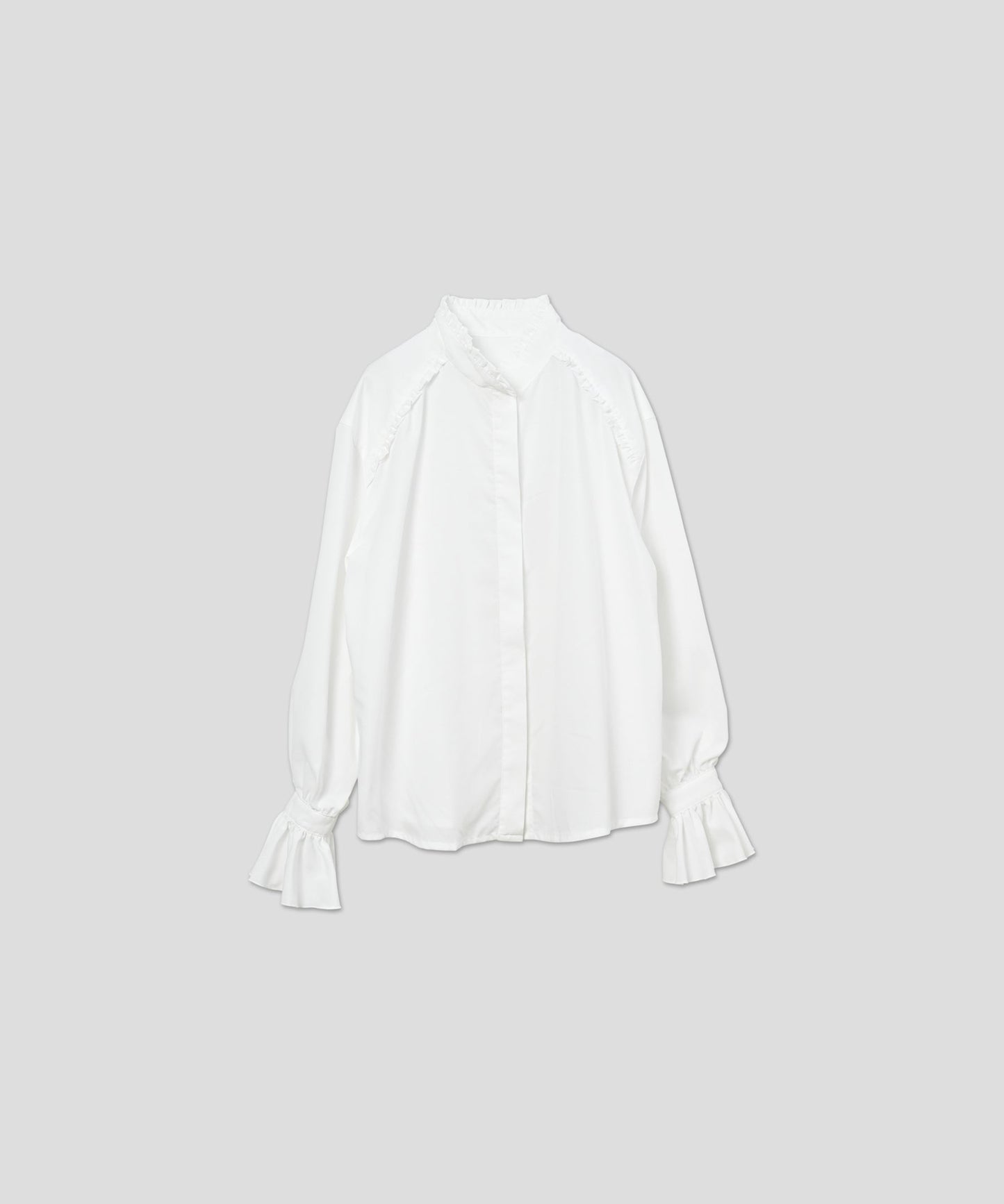 stand frill collar blouse / WHT26HBL4090