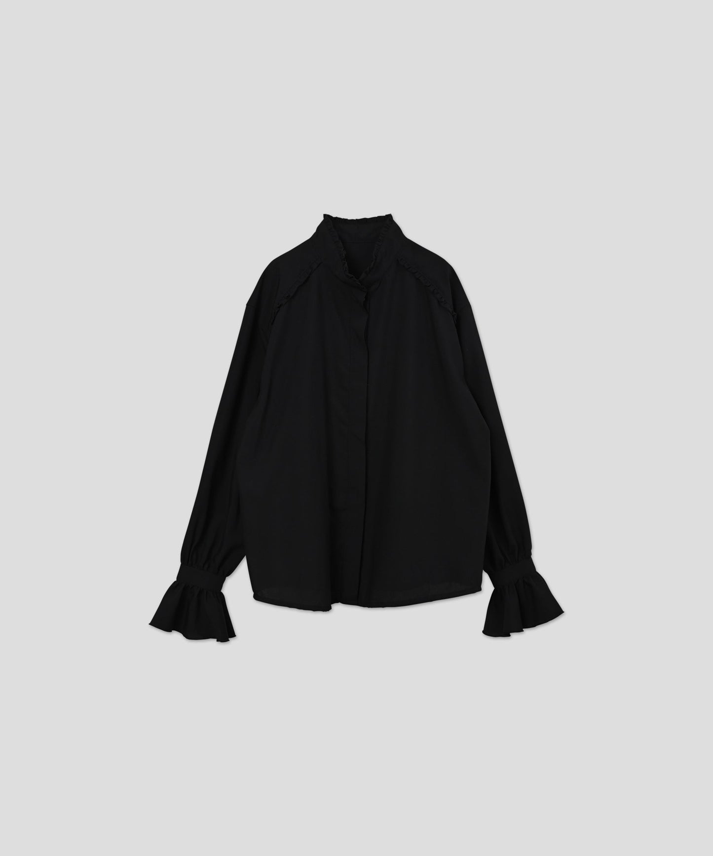 stand frill collar blouse / WHT26HBL4090