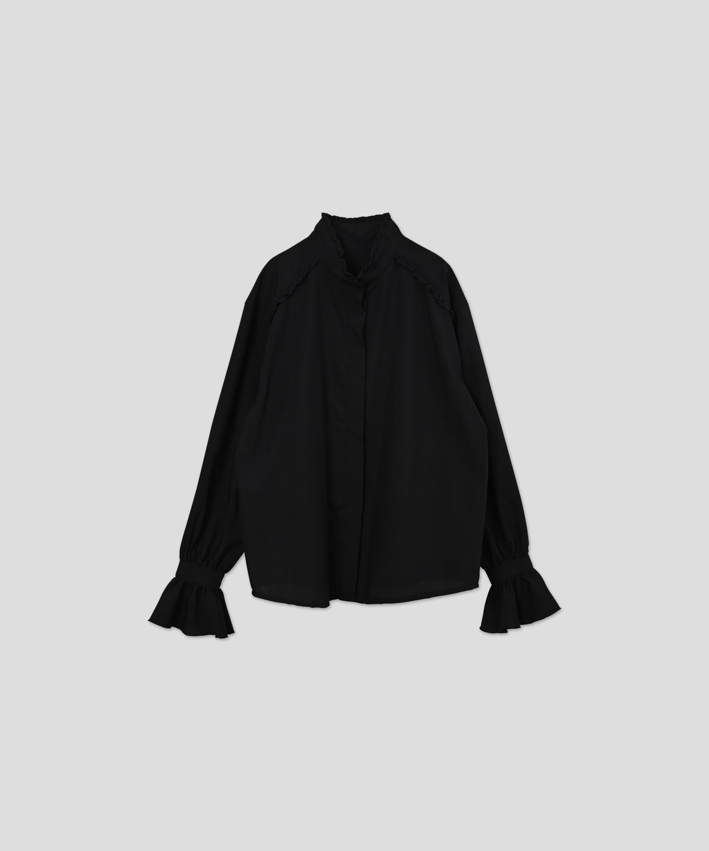 stand frill collar blouse / WHT26HBL4090