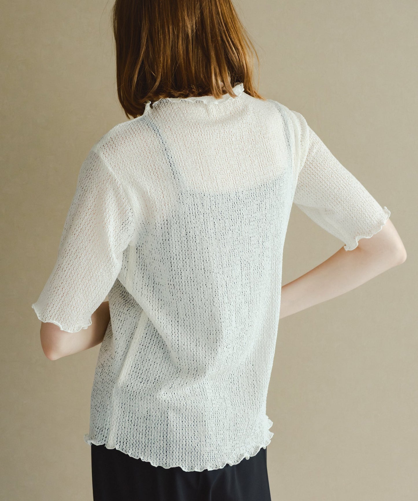 sheer lace blouse / WHT26HBL4097