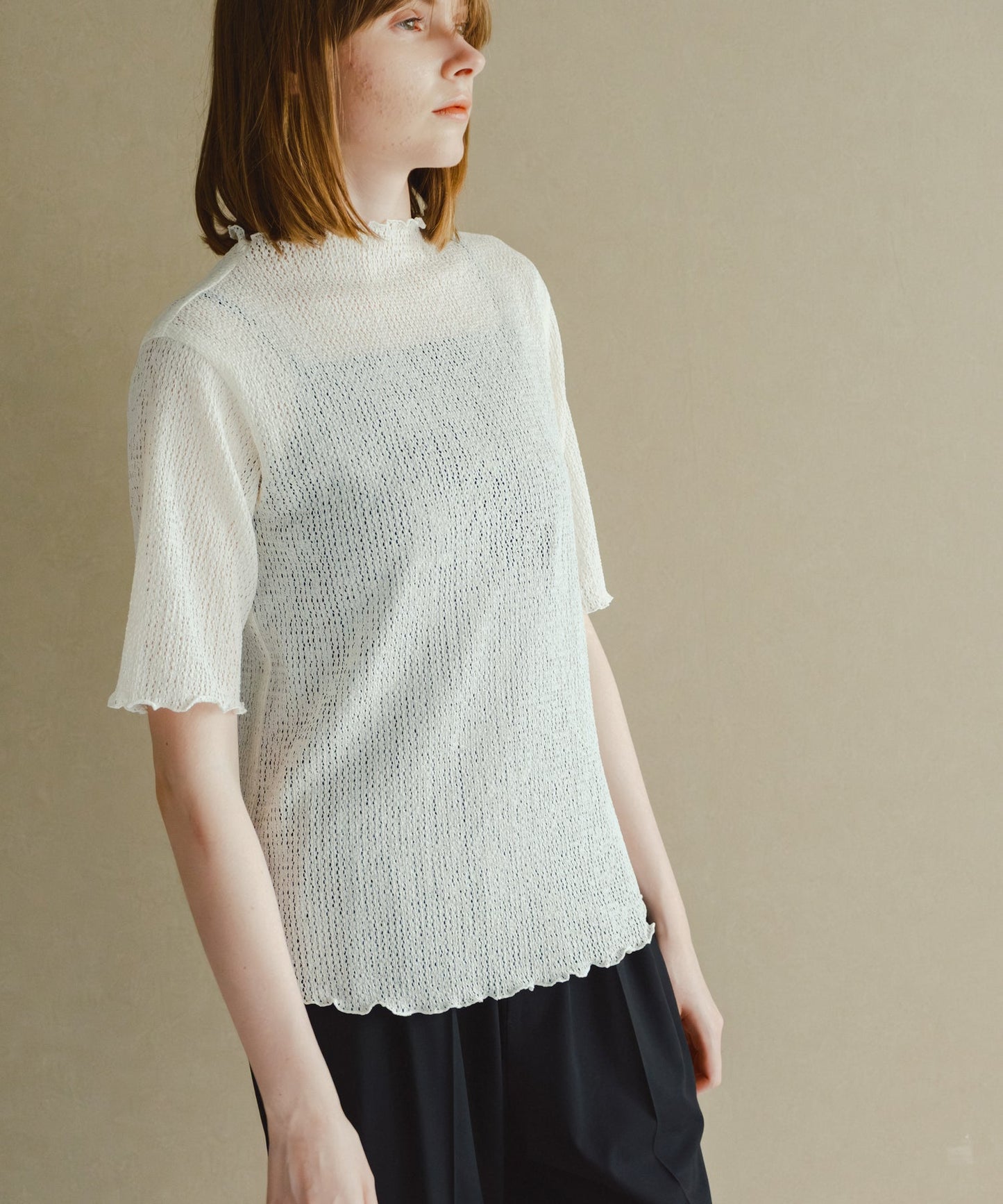 sheer lace blouse / WHT26HBL4097
