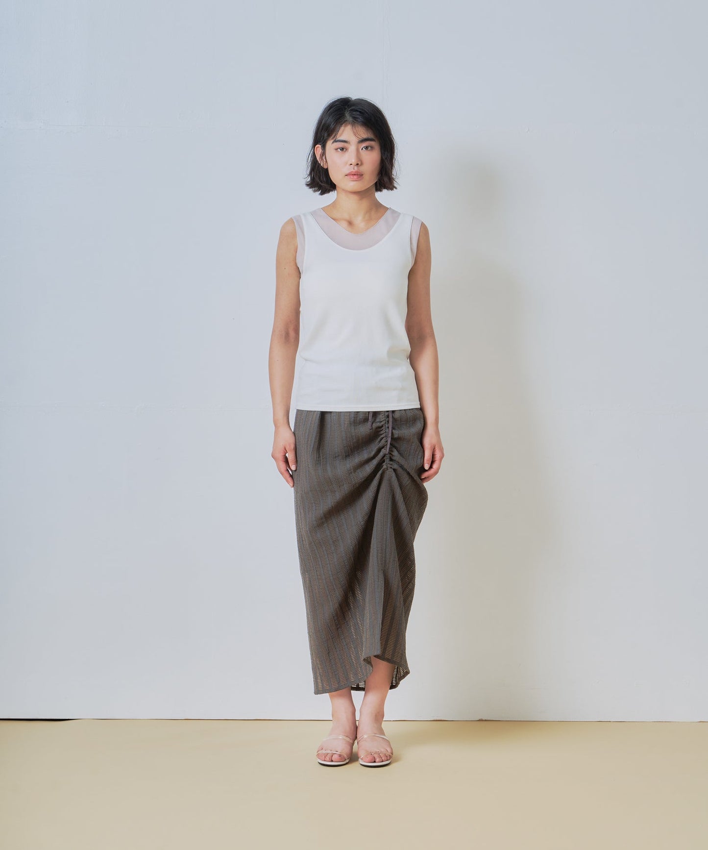 sheer combination tank top / WHT26HCS4011