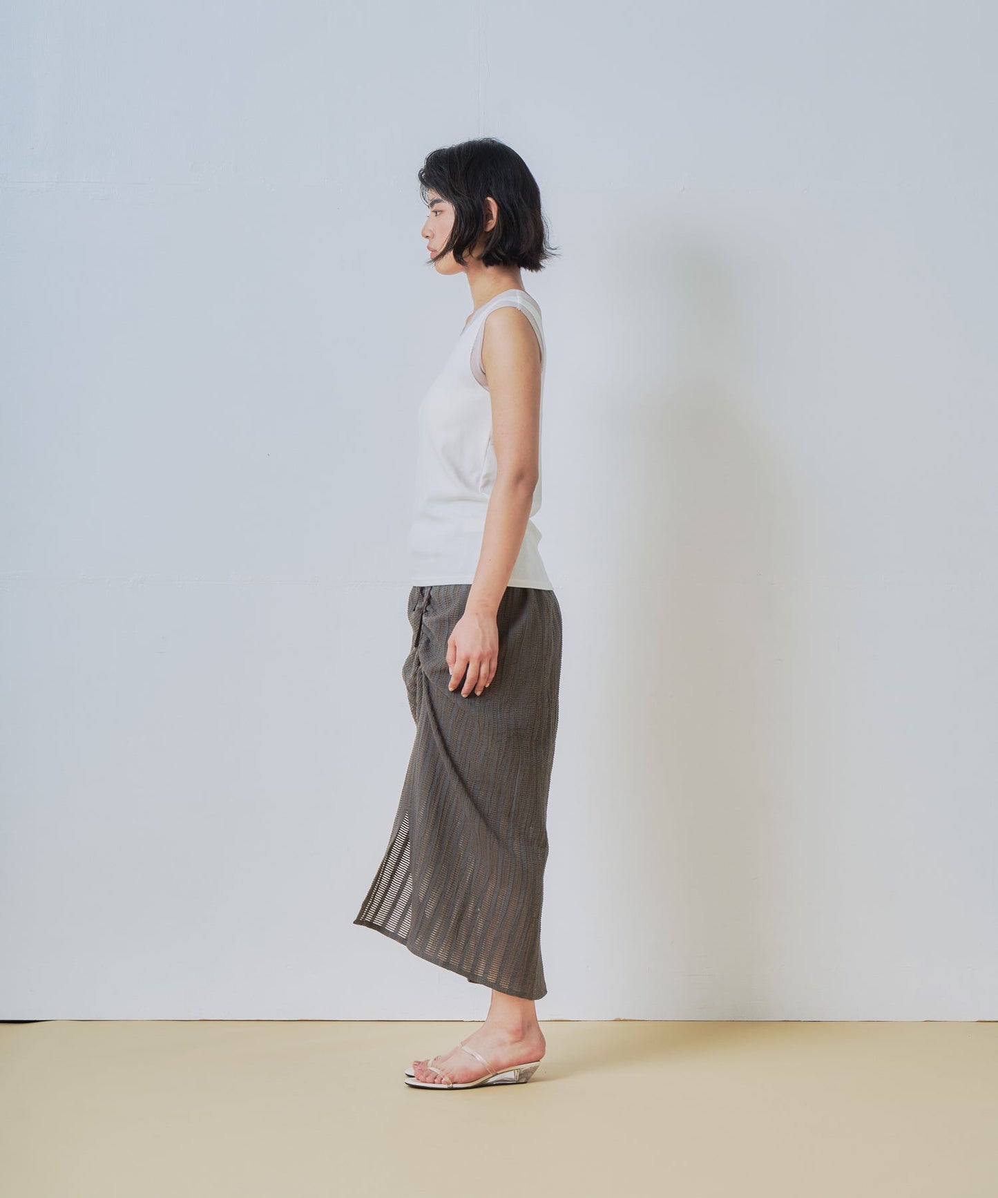 sheer combination tank top / WHT26HCS4011