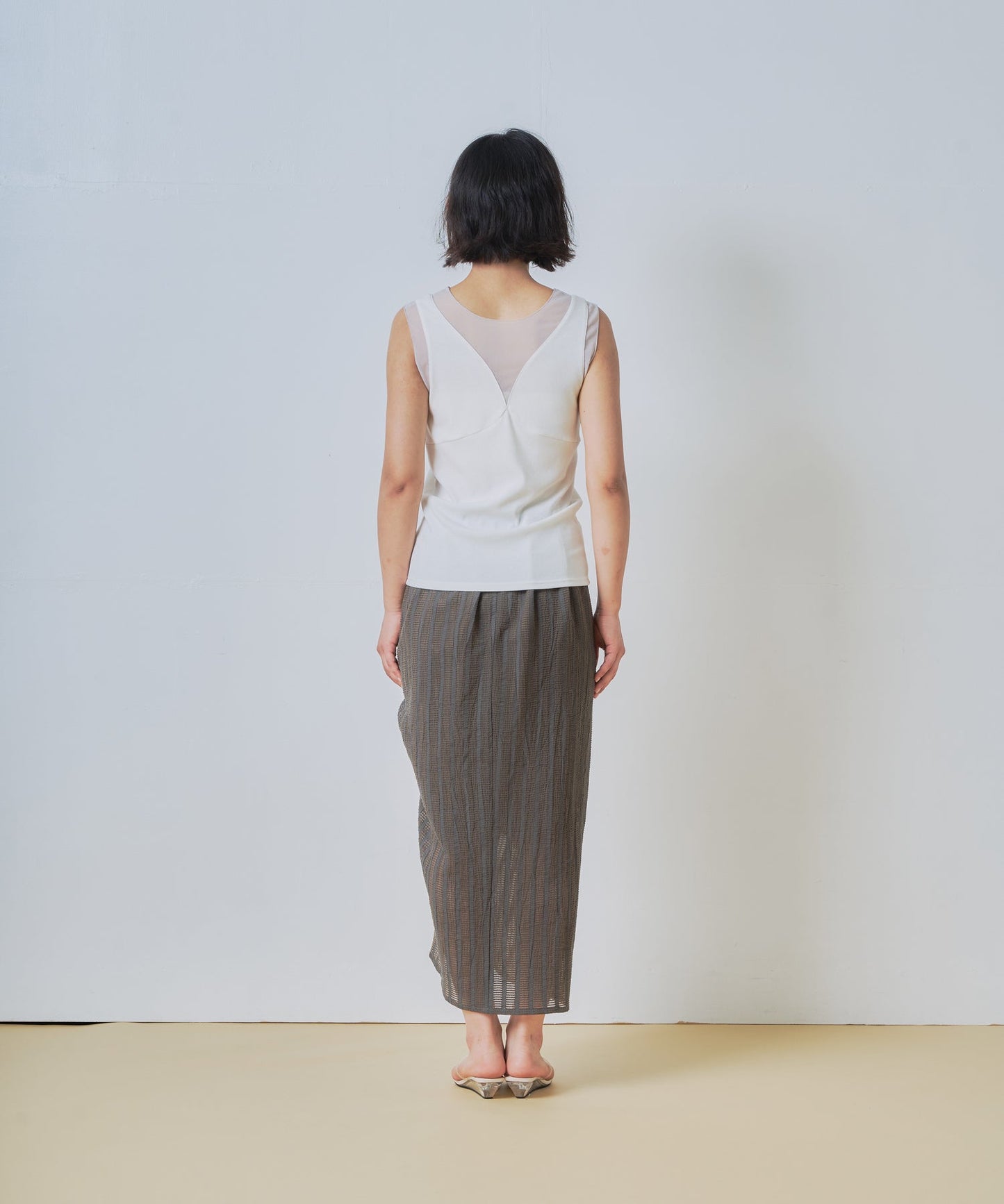 sheer combination tank top / WHT26HCS4011