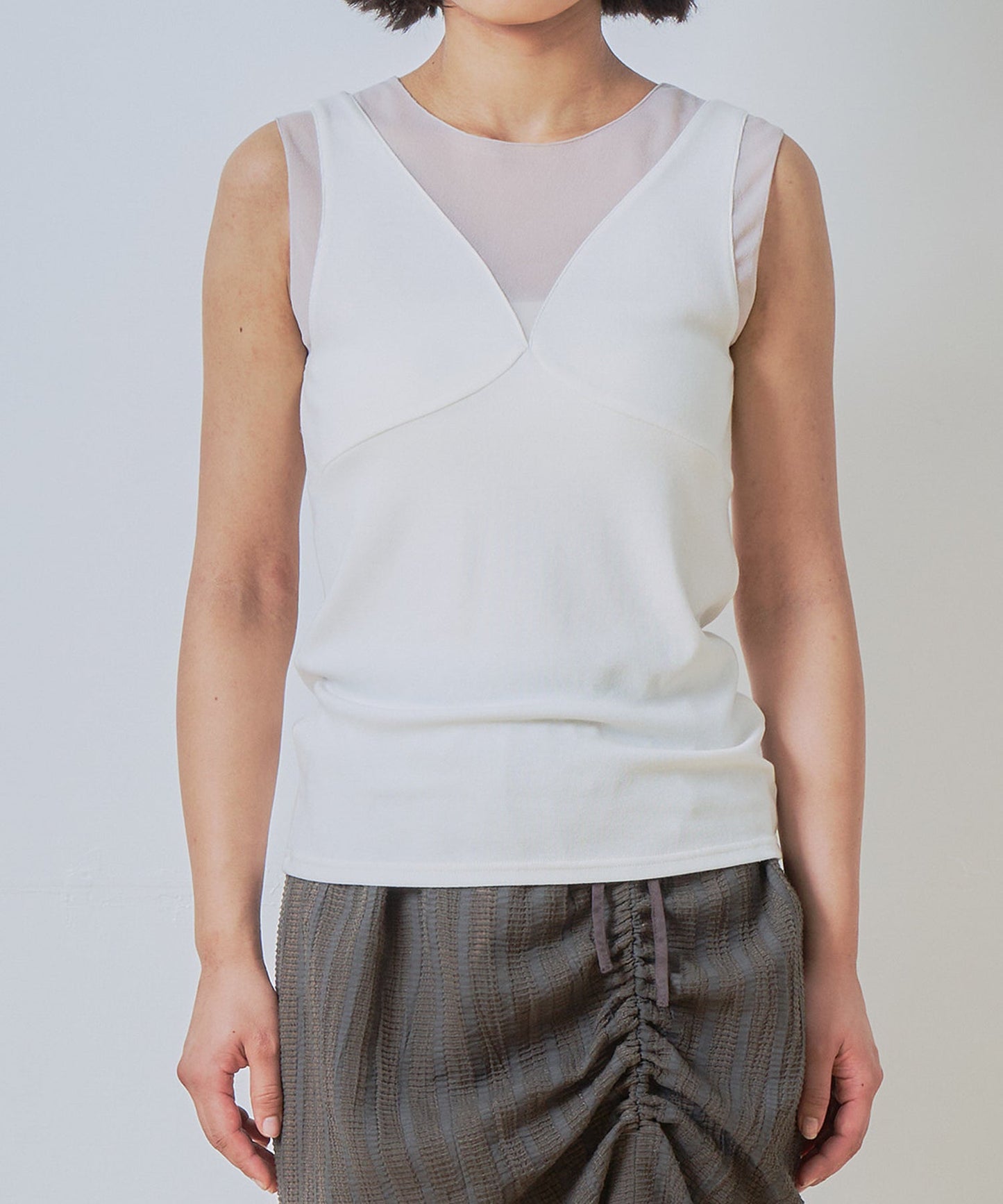 sheer combination tank top / WHT26HCS4011