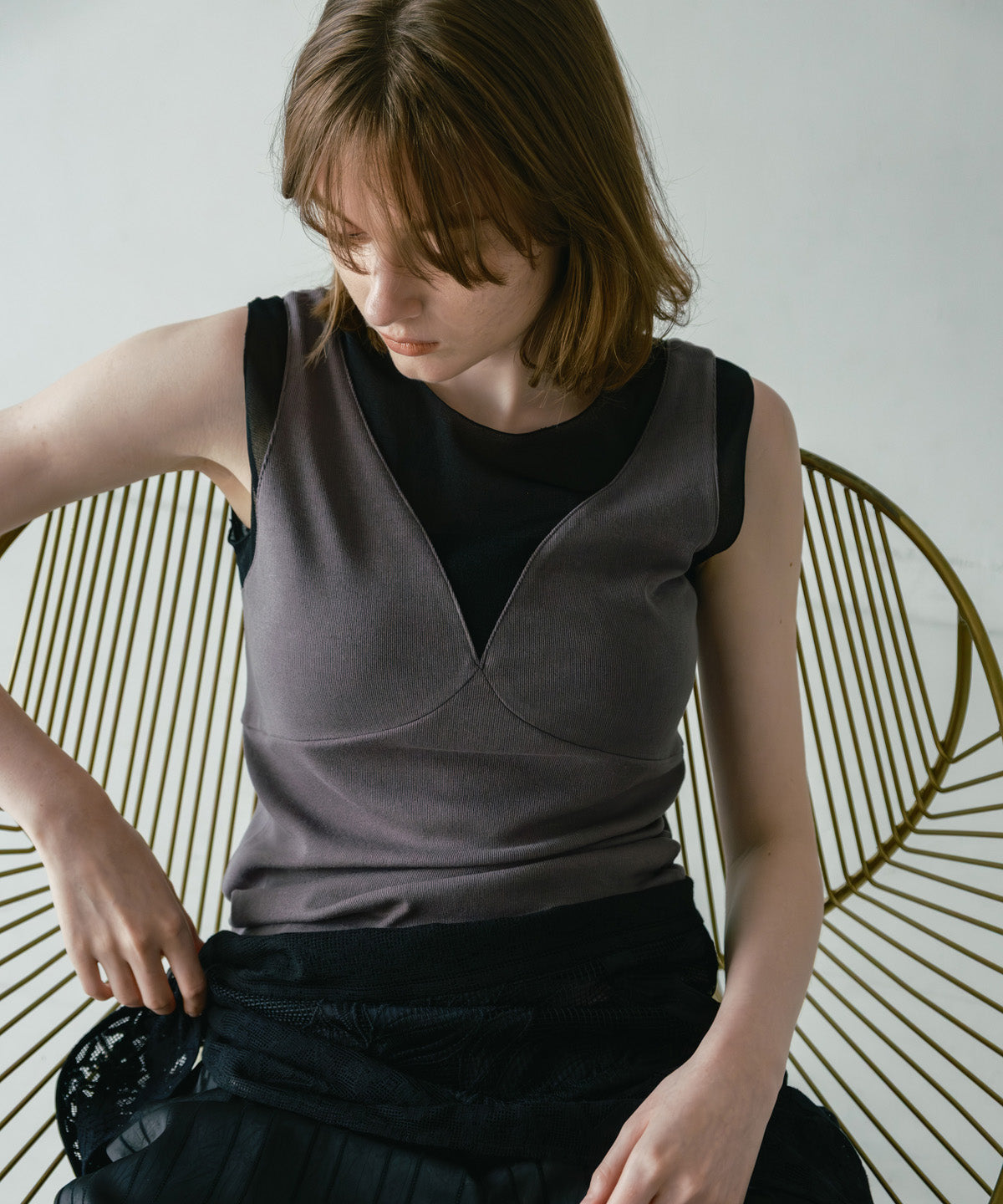 sheer combination tank top / WHT26HCS4011